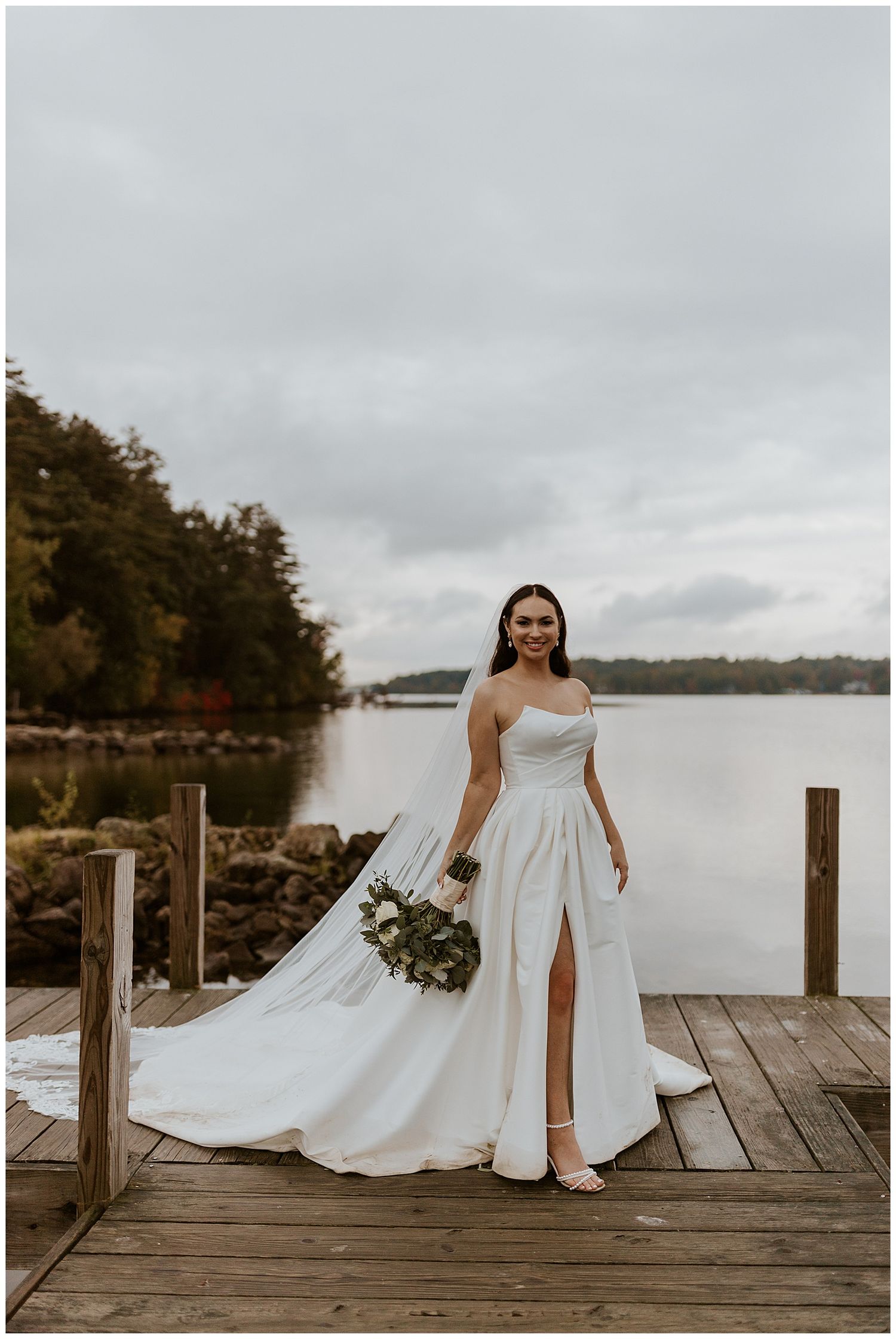 NH bride by the lake