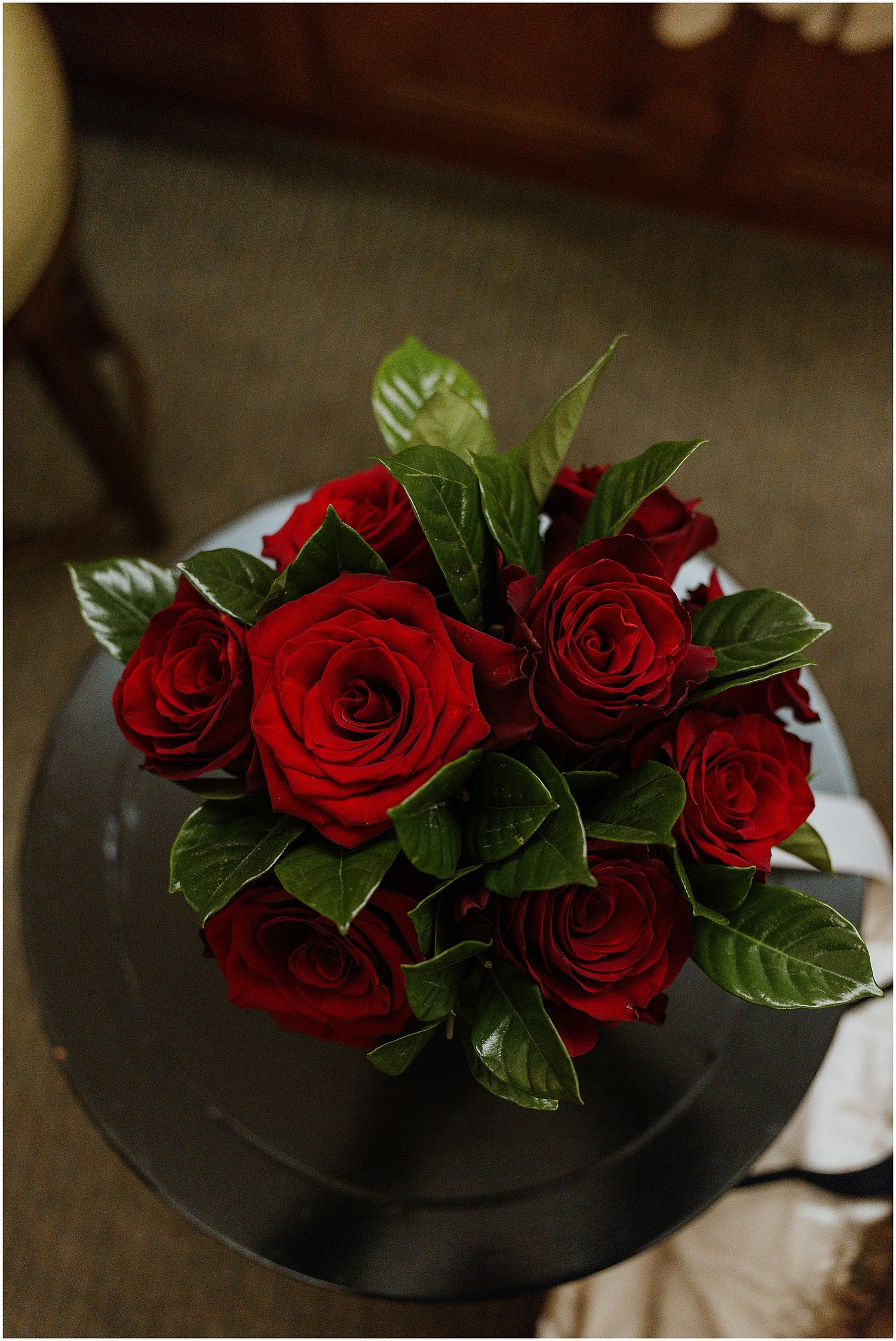 All red bridal bouquet