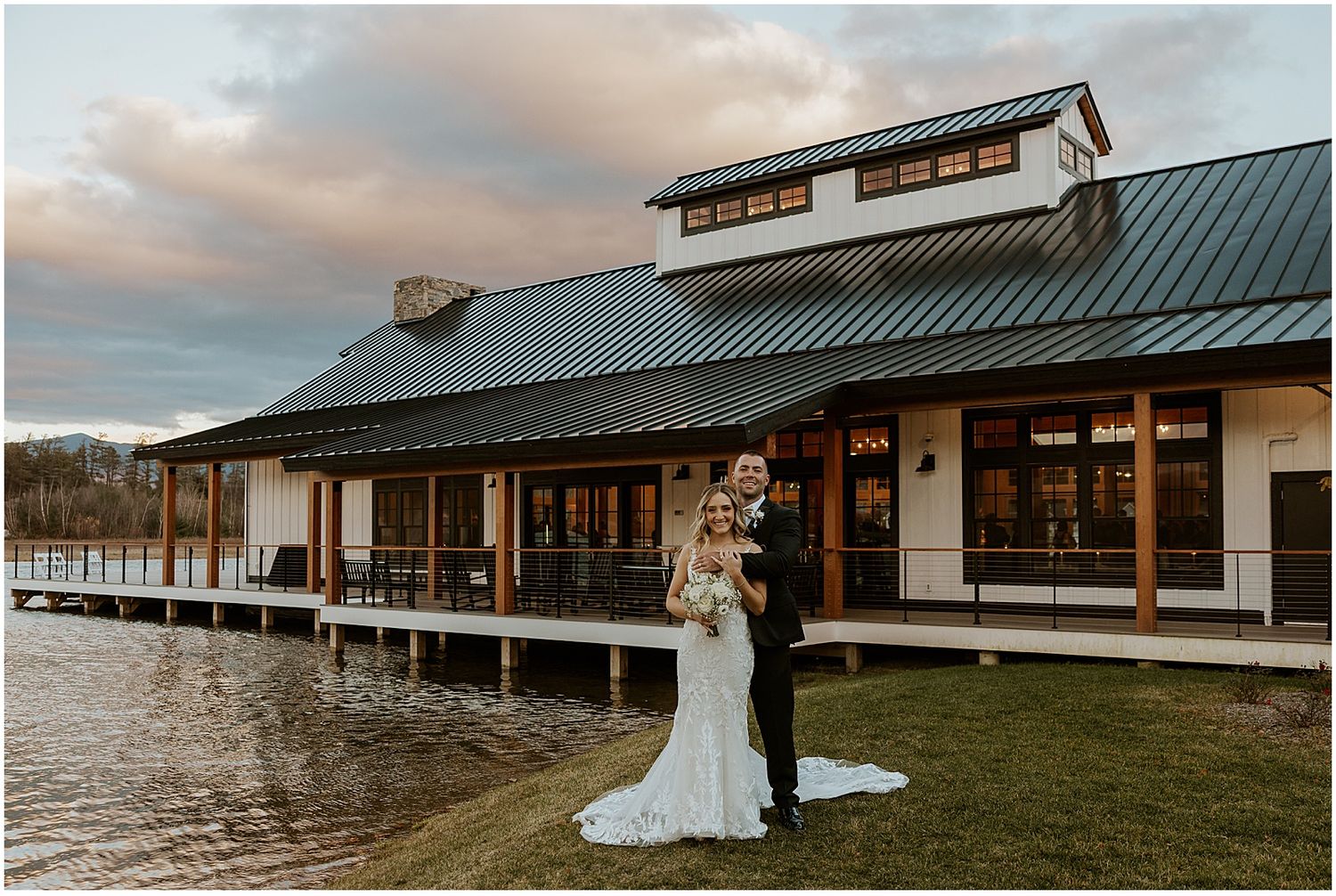 NH couple at their wedding at the Owls Nest Resort, one of the best outdoor wedding venues in NH