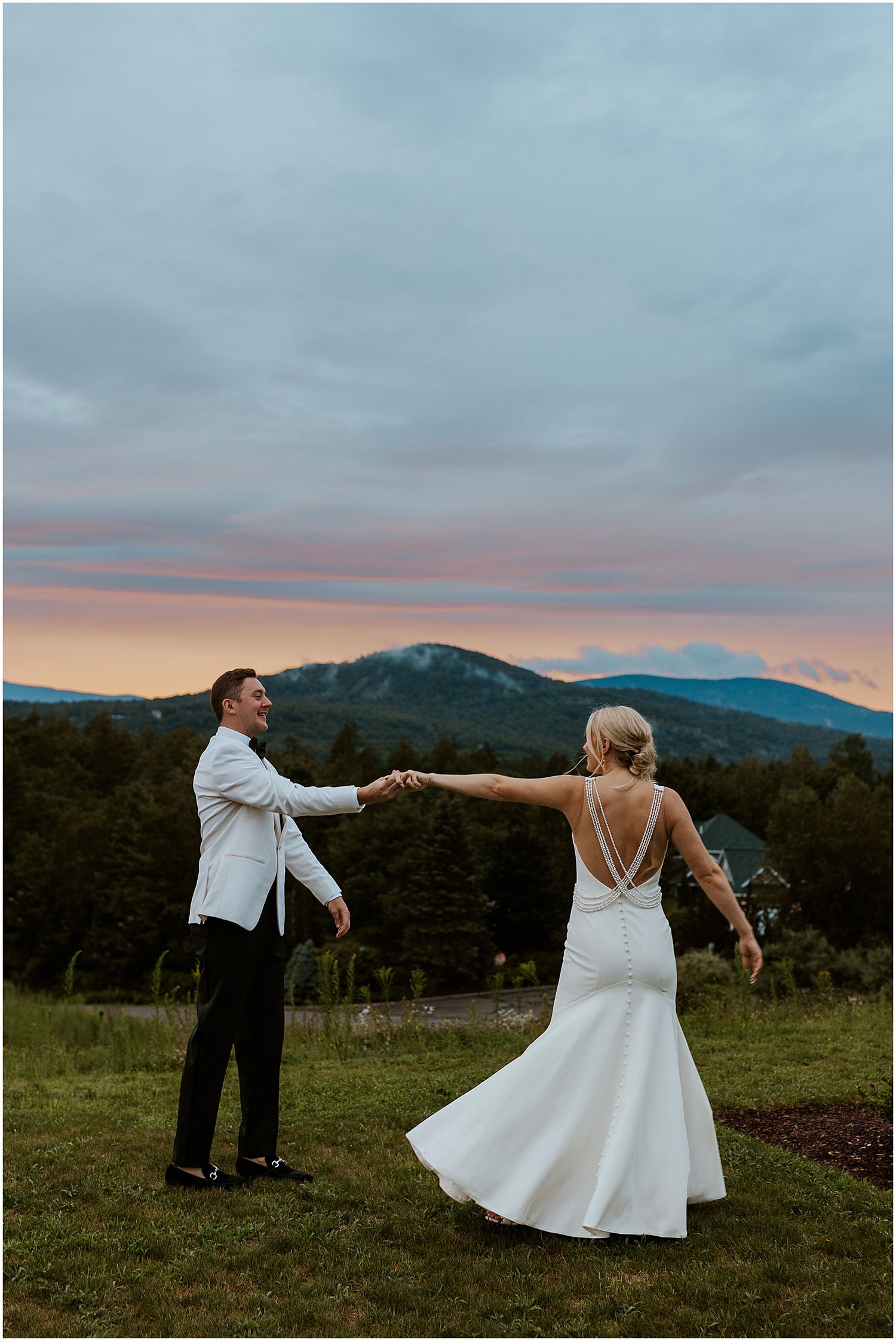 NH couple at their Owls Nest wedding in Thornton, NH