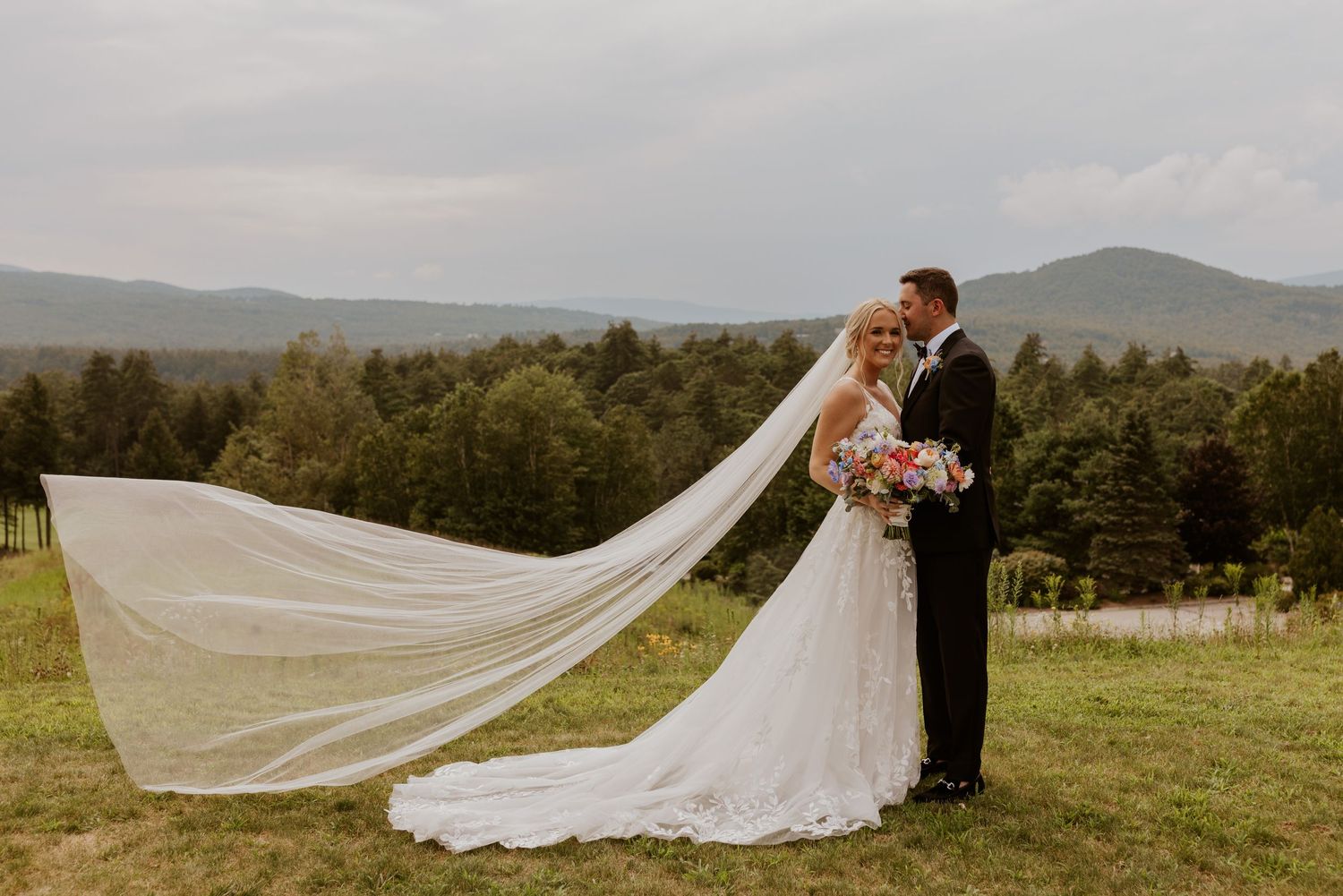 Bridal and groom portrait White Mountains NH