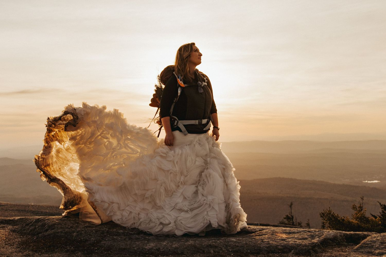 Jackie and Andy Brosonski elope on Mount Cardigan at Sunset