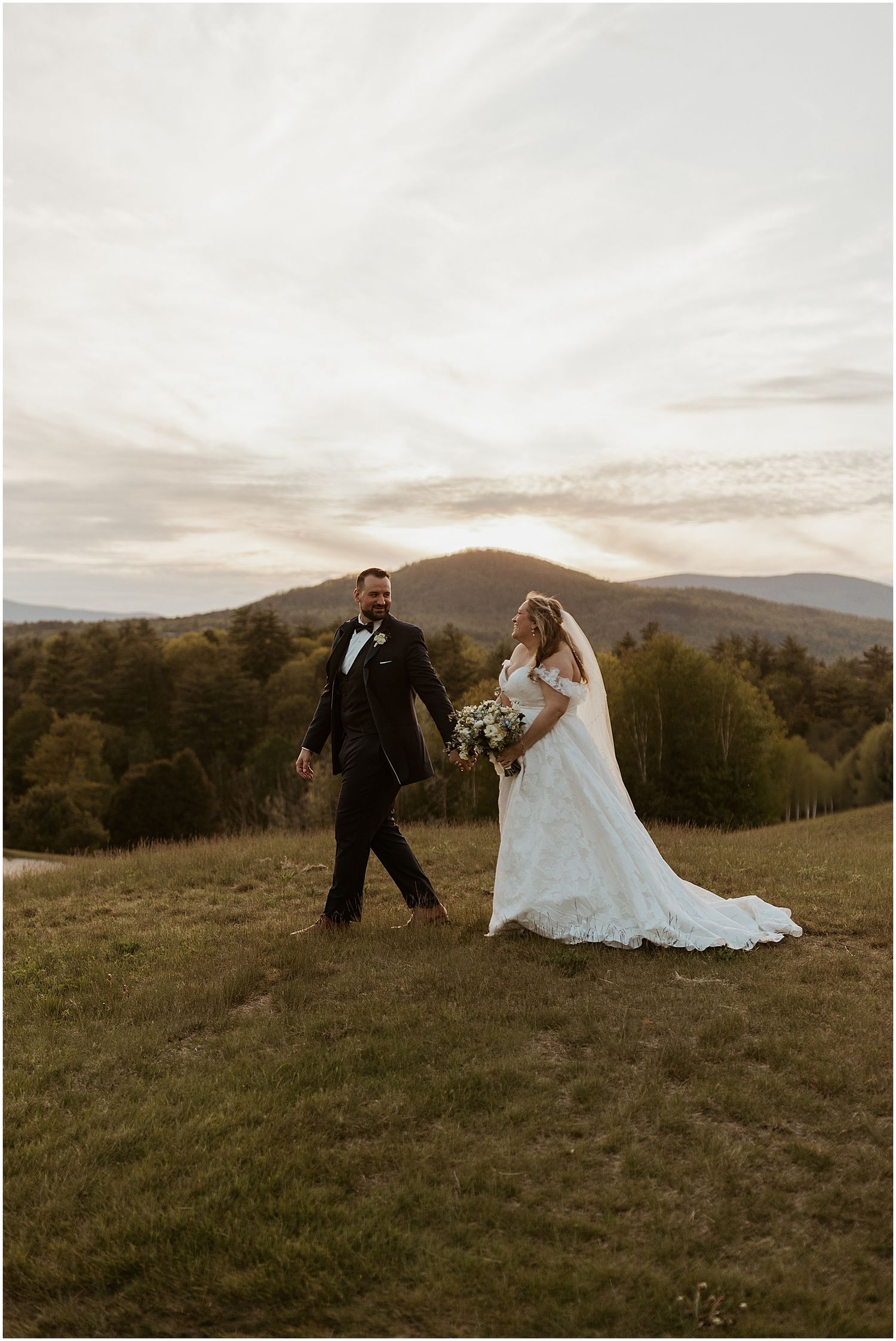 Sunset bride and groom portraits in the White Mountains