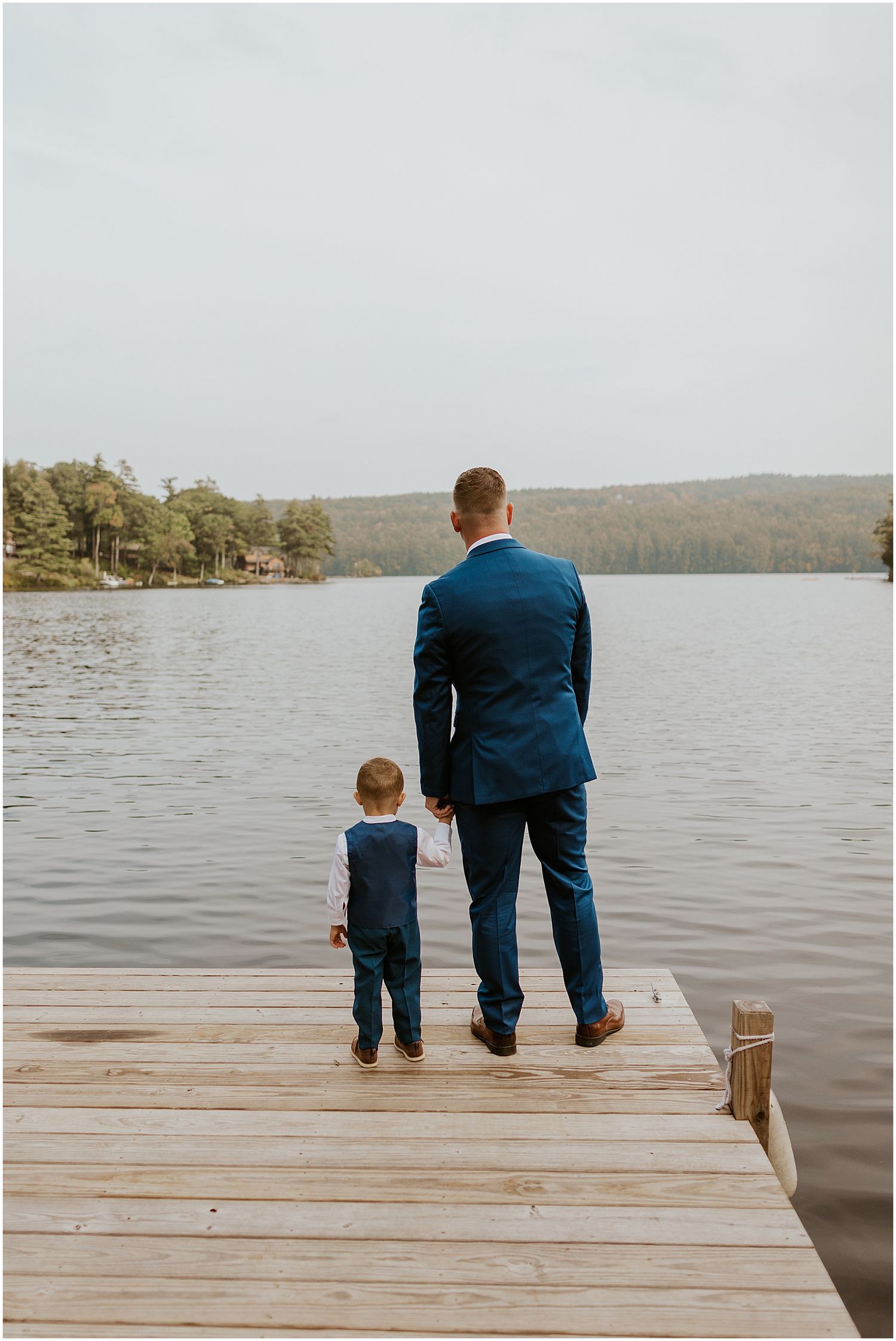Wedding first look on NH lake
