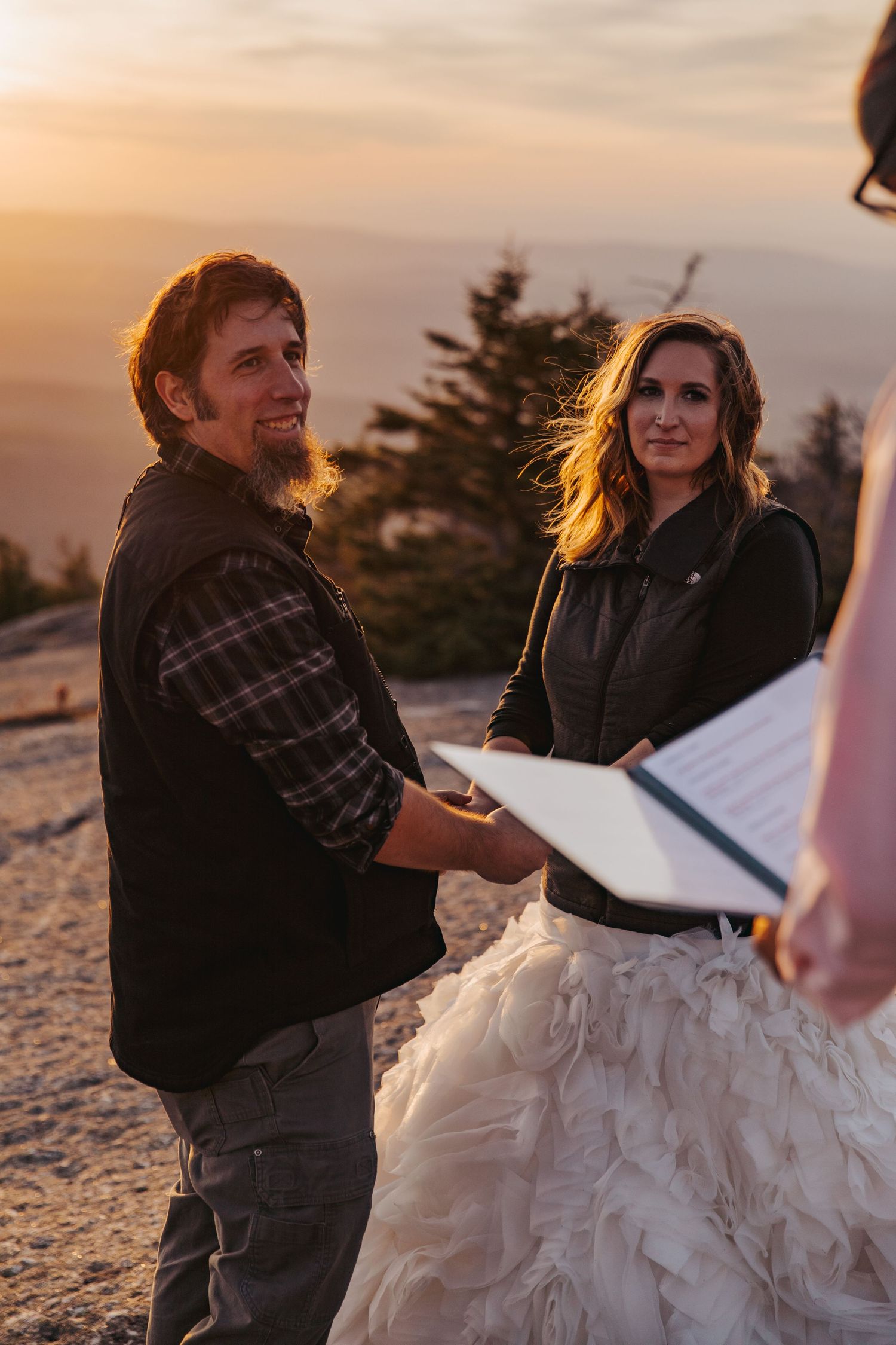 Jackie and Andy Brosonski elope on Mount Cardigan at Sunset