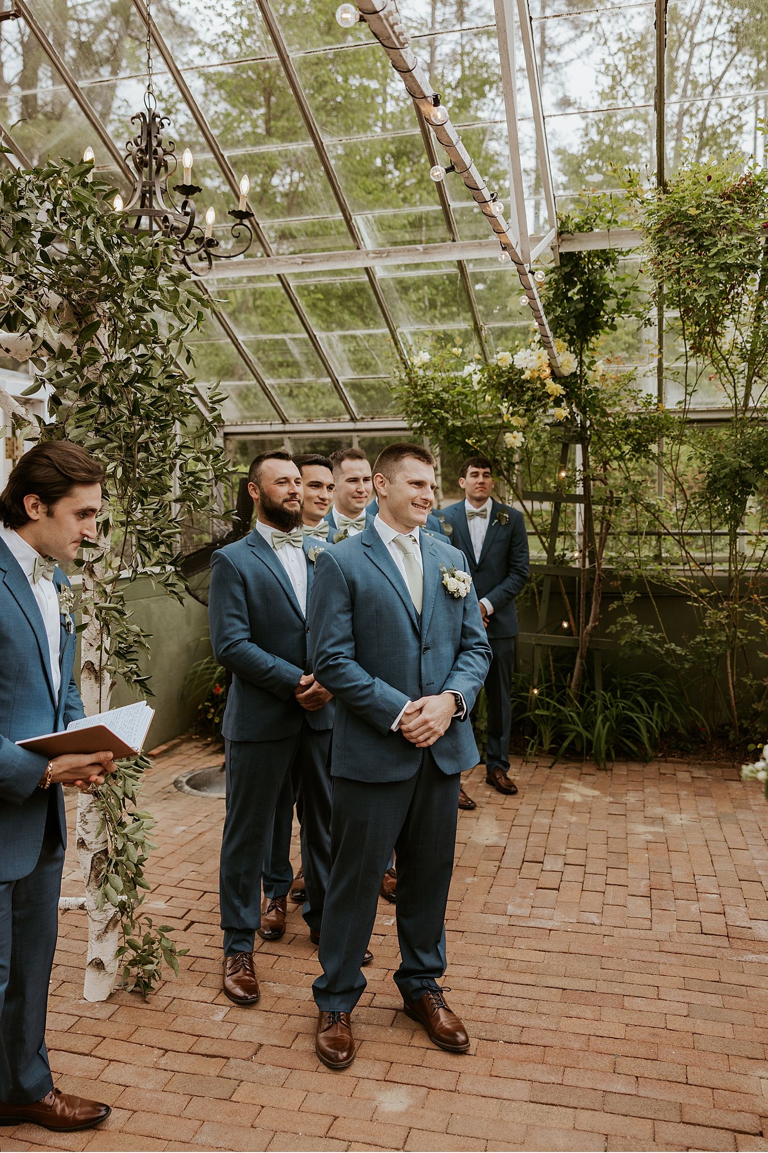 Groom waiting at his Barn on the Pemi wedding ceremony in NH