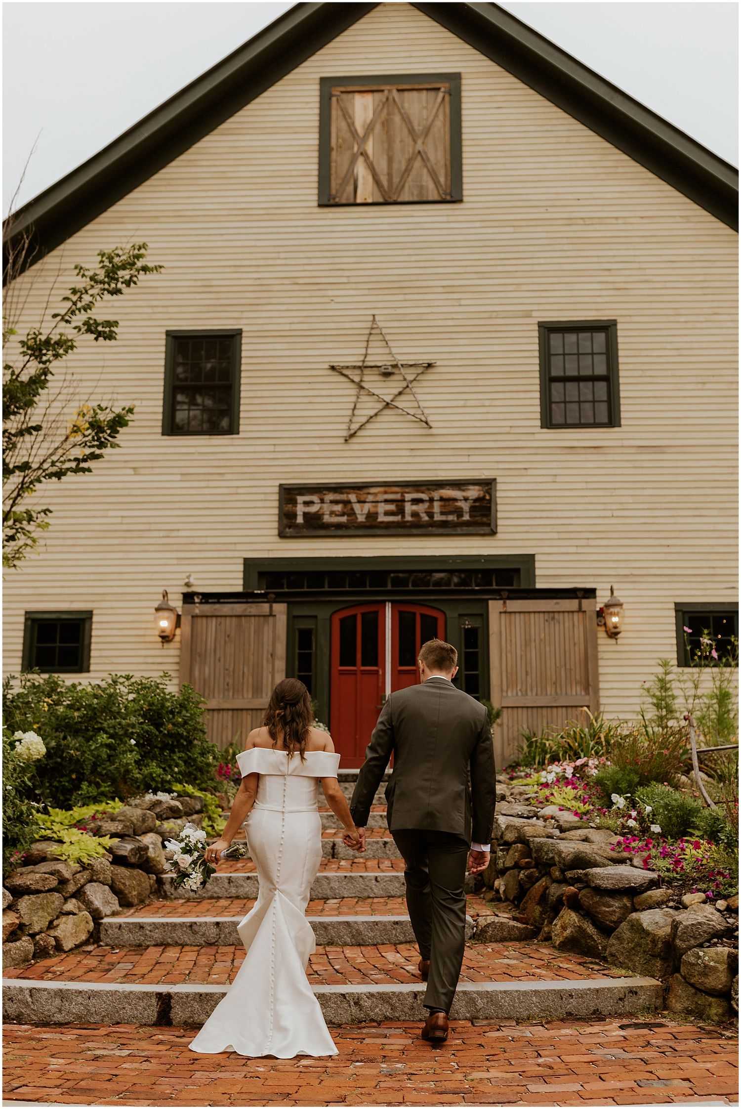 Bride and groom at the Barn on the Pemi Plymouth NH
