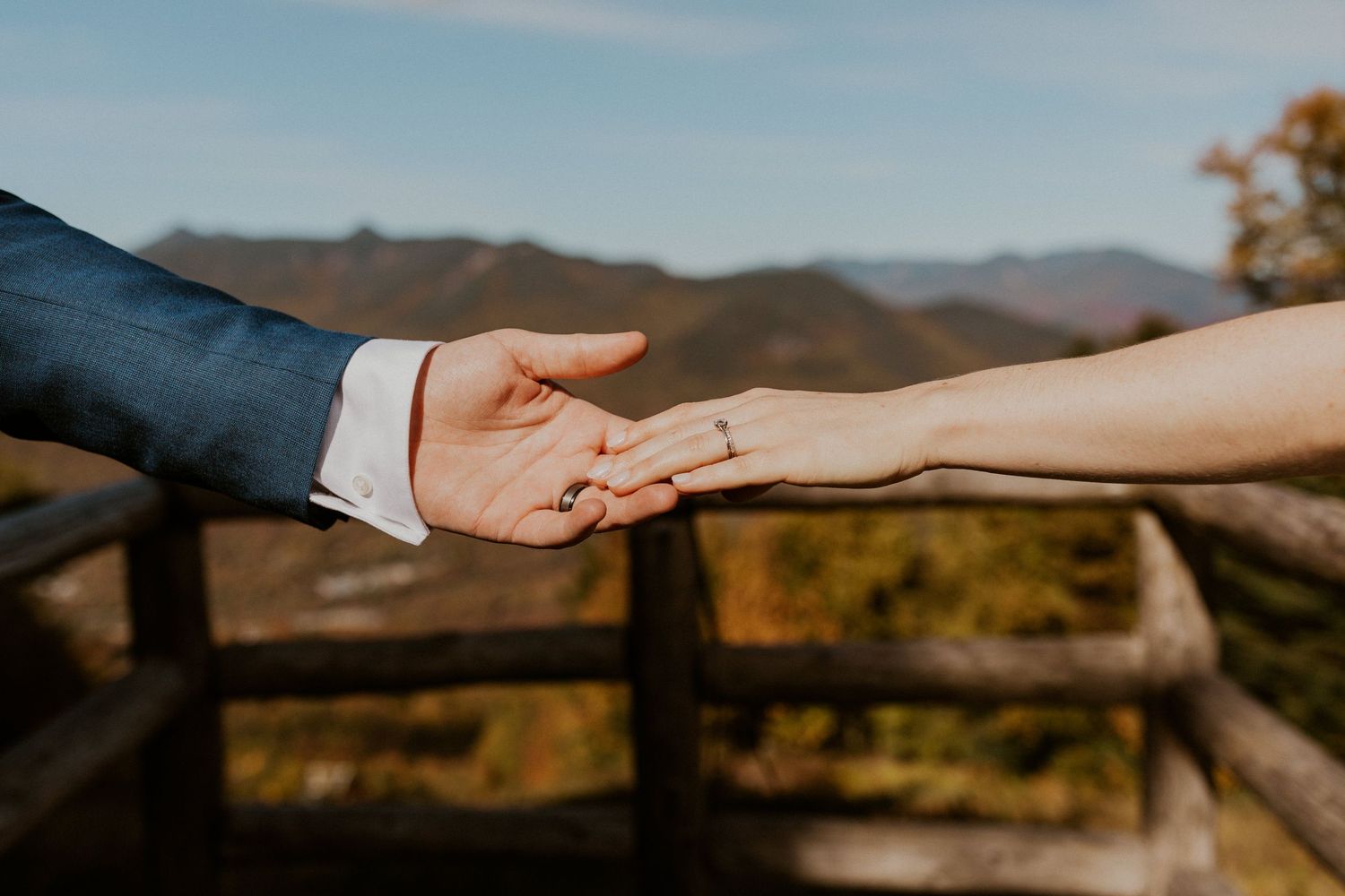 Portraits of the newlyweds on top of Loon Mountain after their fall wedding ceremony.