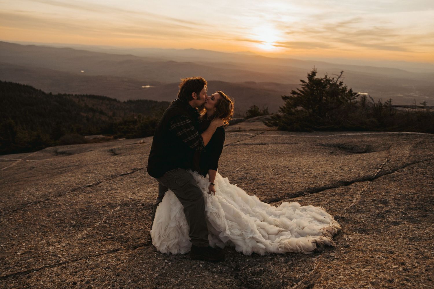 Jackie and Andy Brosonski on the mountain top after their elopement