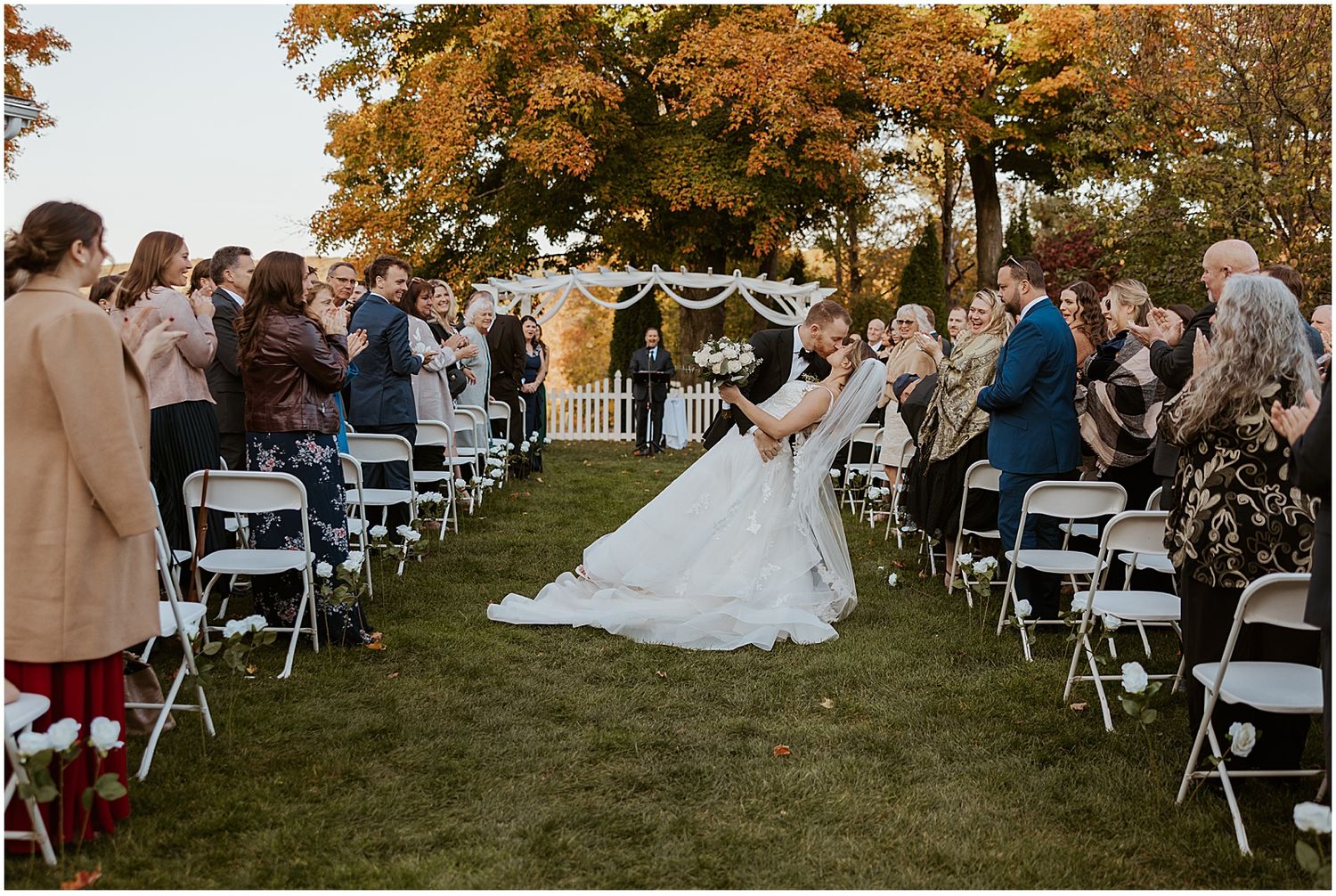 Bride and groom at their Glastonbury Hills Country Club wedding ceremony in Connecticut
