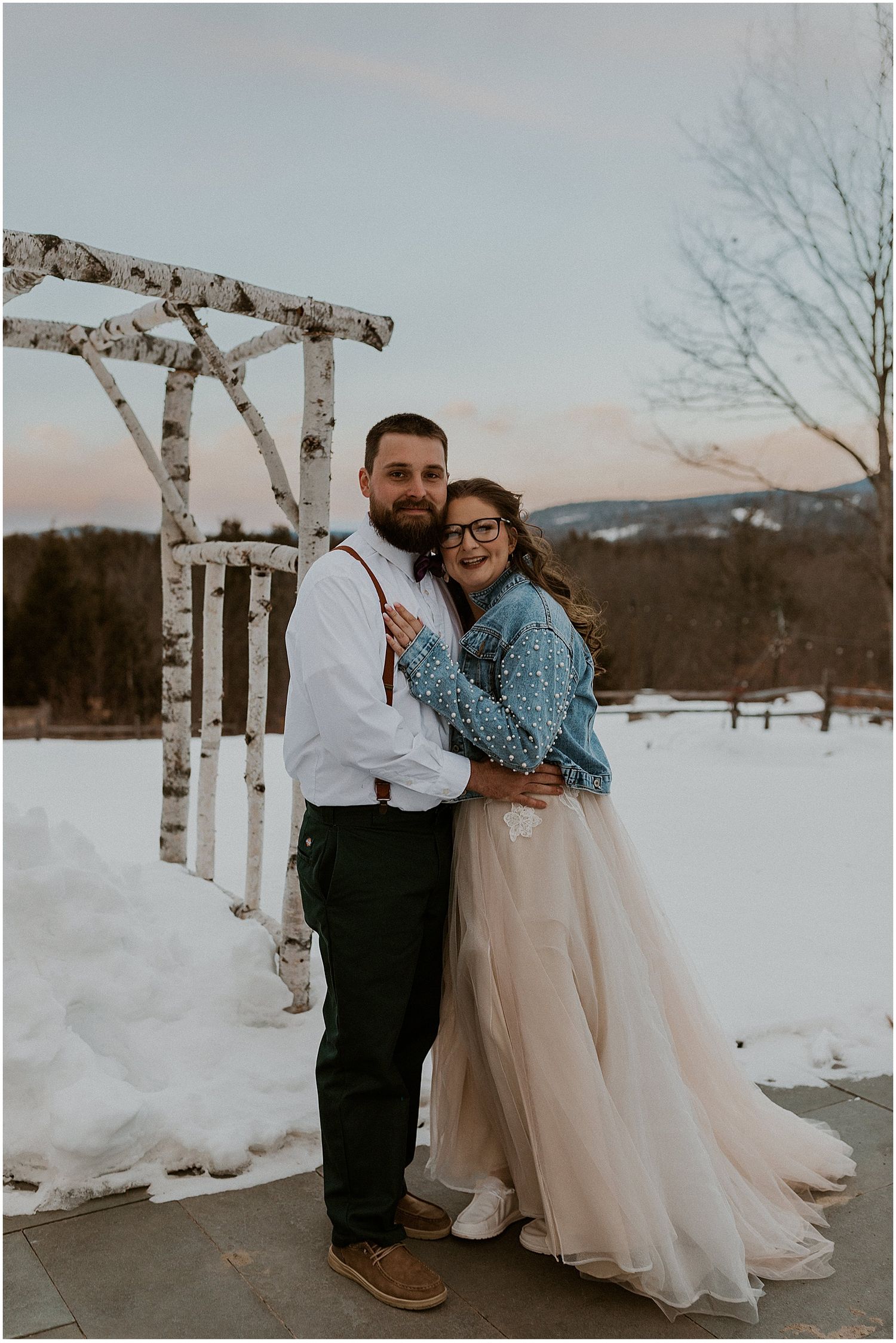 NH winter wedding at the barn on the pemi