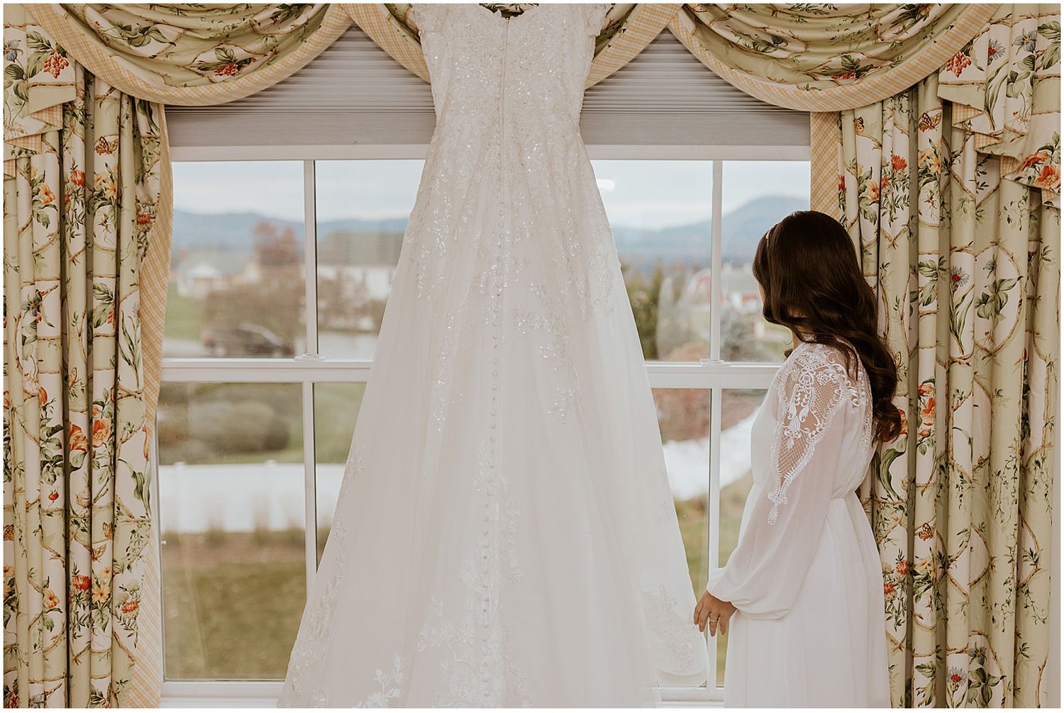 Bride getting ready for her White Mountain wedding in NH