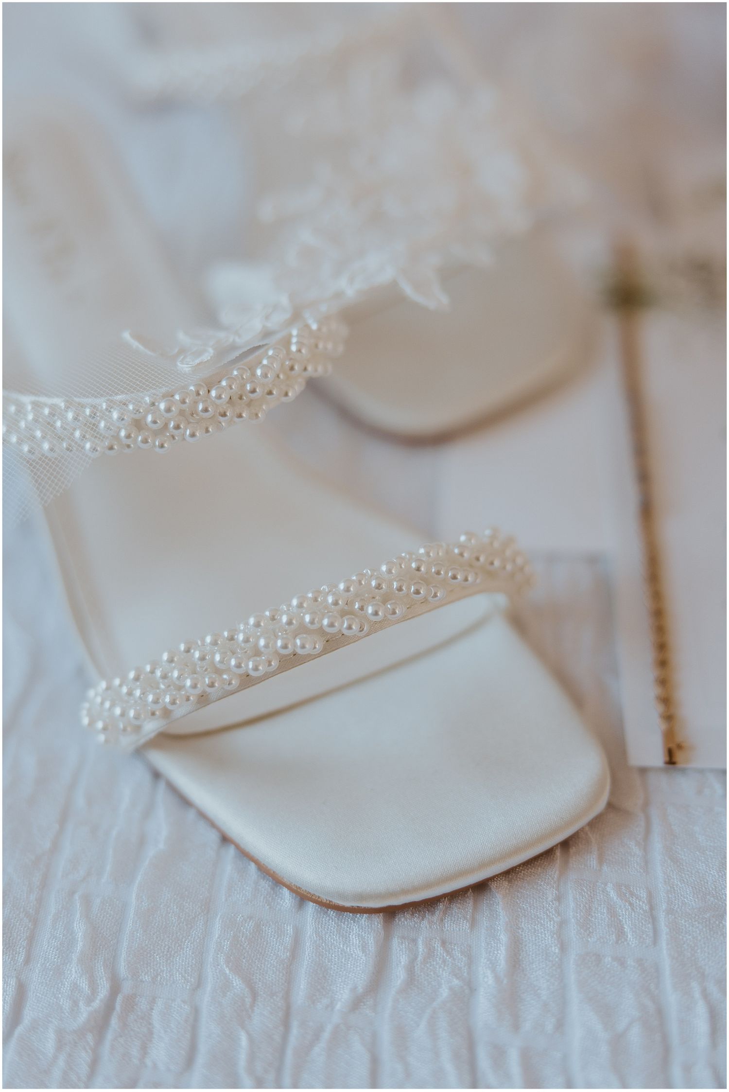 Bridal shoes with pearl details for Connecticut wedding