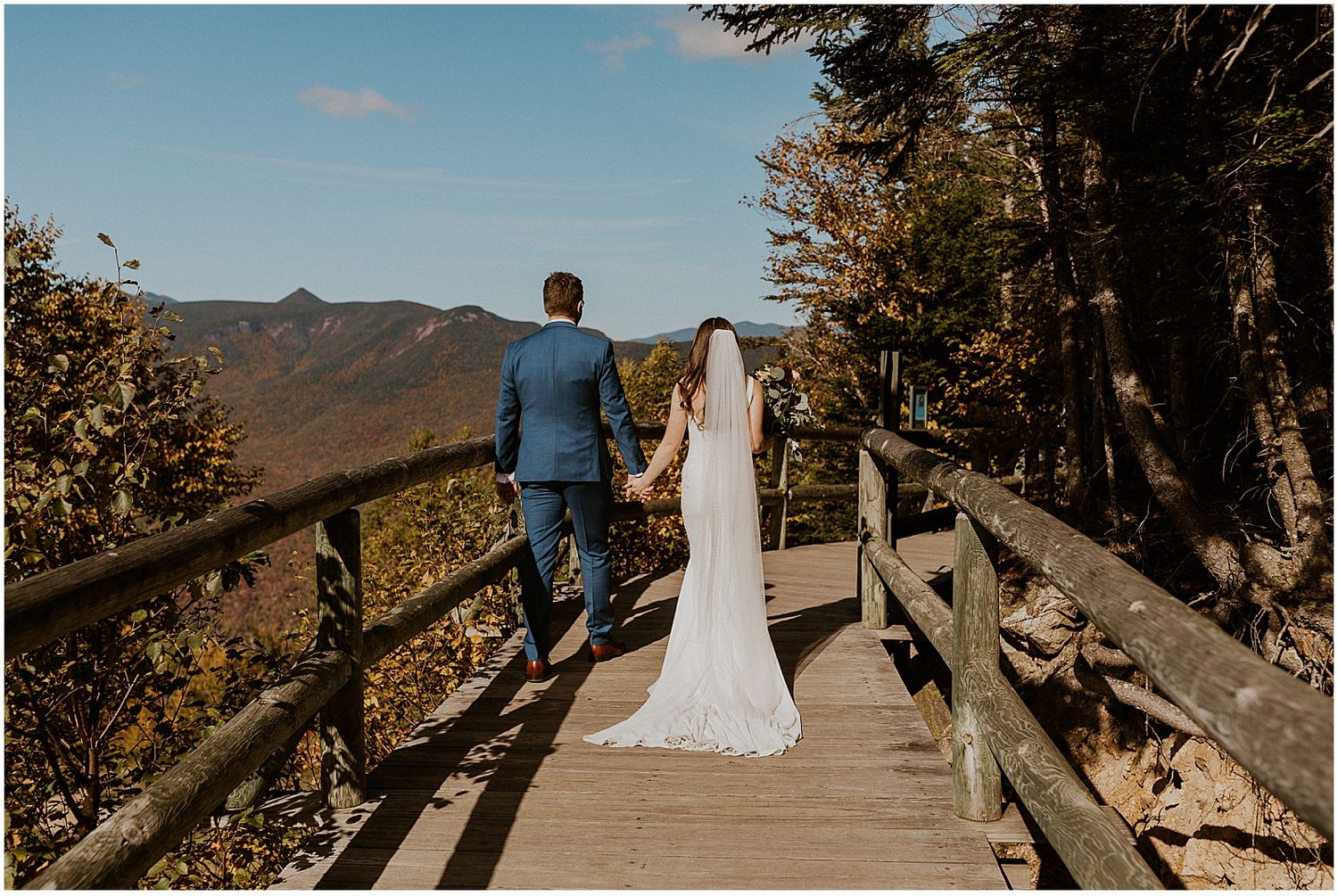 Bride and groom at their NH fall wedding - Robin Easler Photography