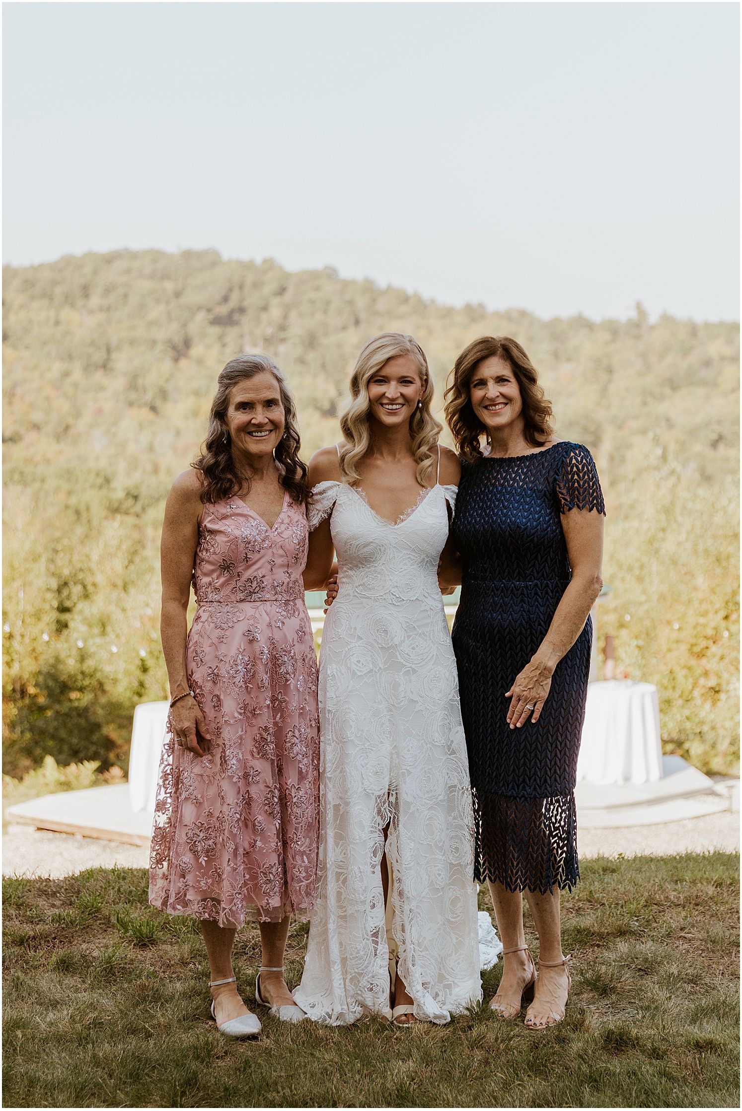 Bride and bridesmaids at NH micro wedding