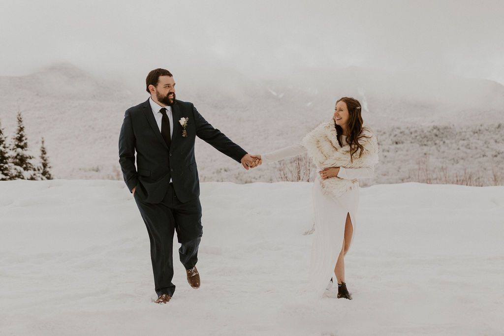 Snowy elopement in the mountains