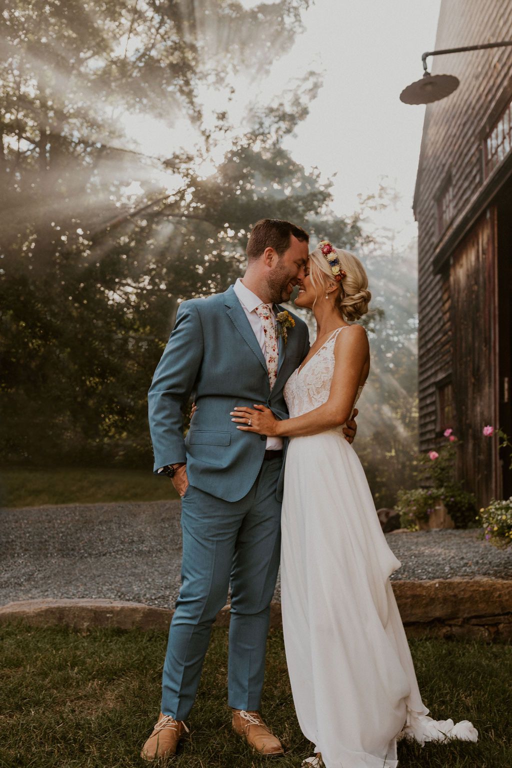 NH barn wedding sunset portraits