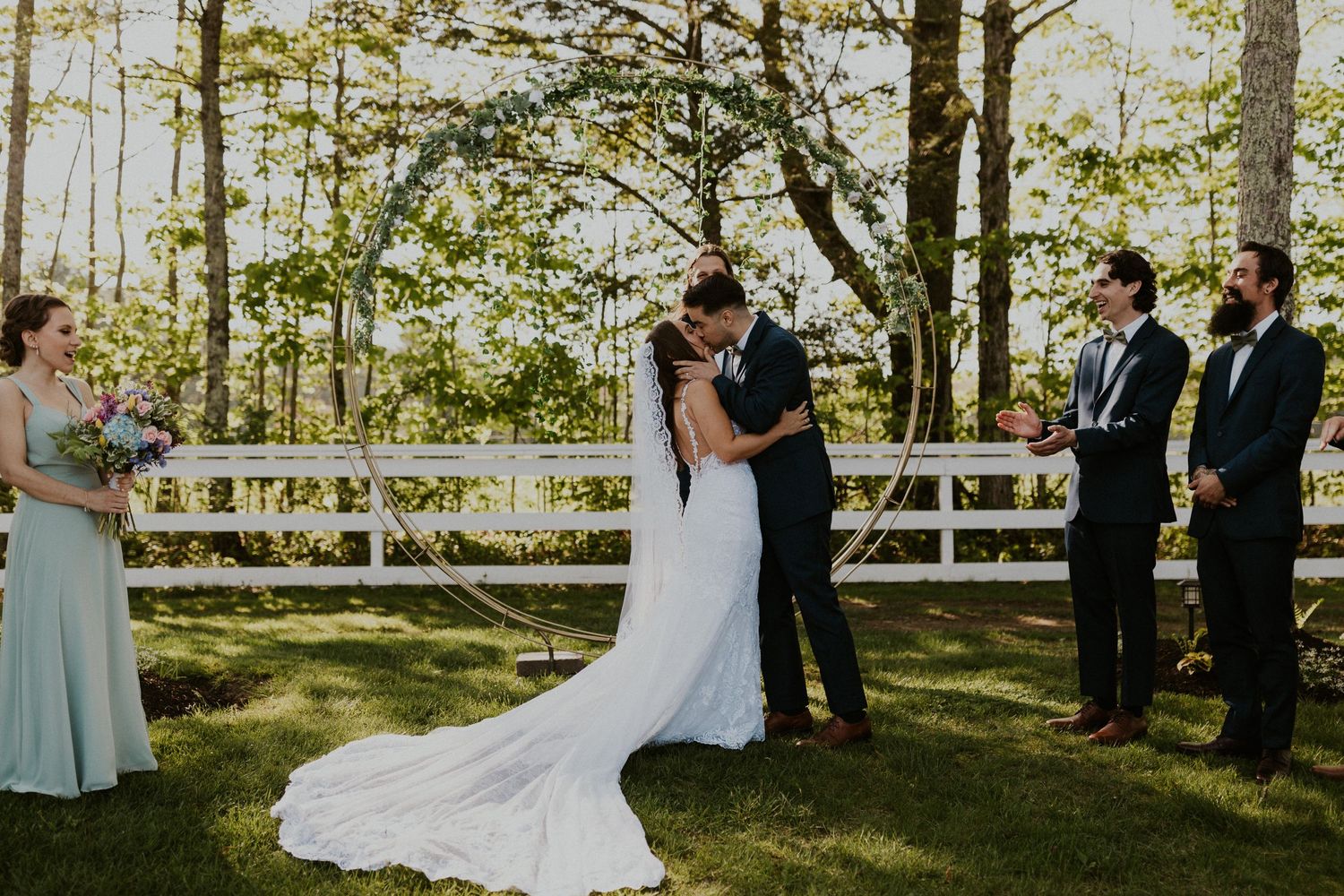 Chrissy and Mike share their first kiss as a married couple.