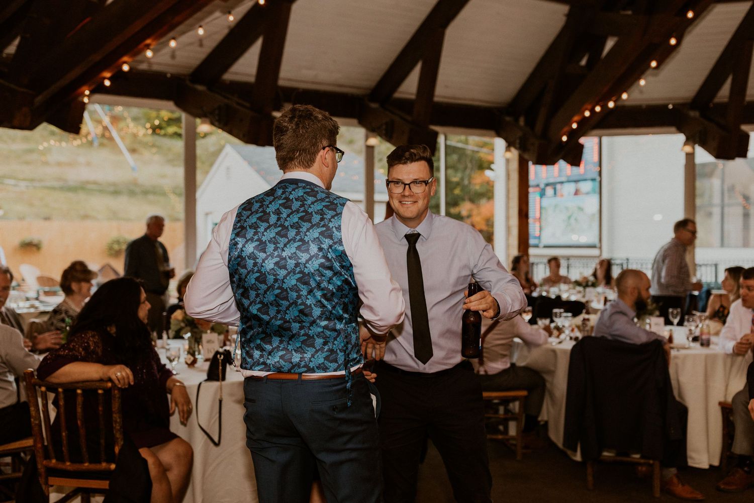 Wedding reception in the Octagon Lodge at Loon Mountain.