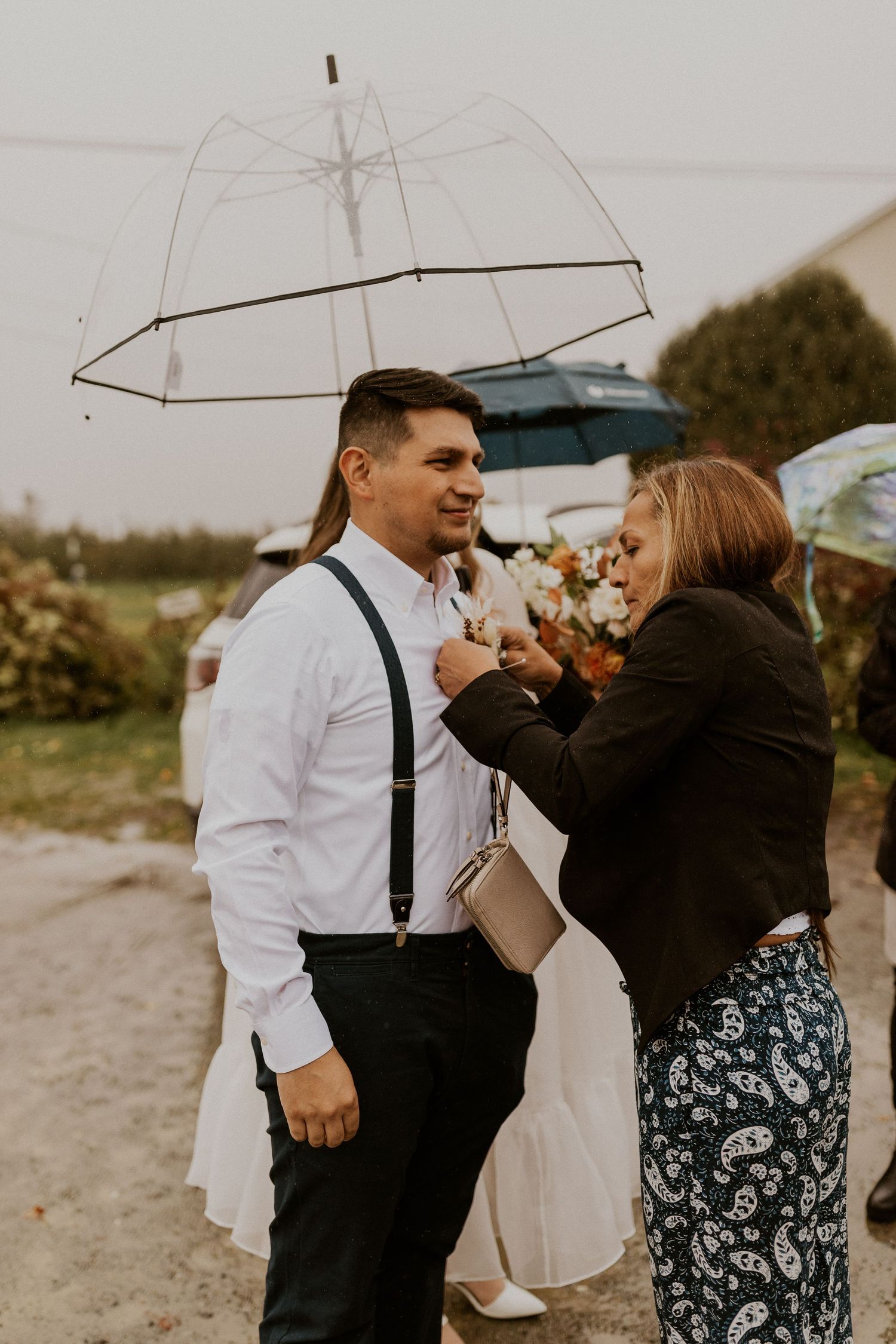 Jose preparing for the ceremony at Carter Hill Orchard in Concord New Hampshire.