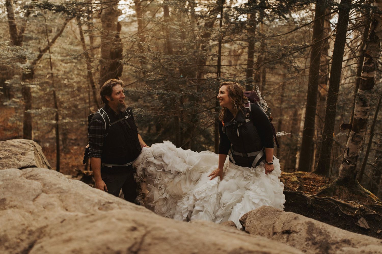 Jackie and Andy Brosonski elope on Mount Cardigan at Sunset