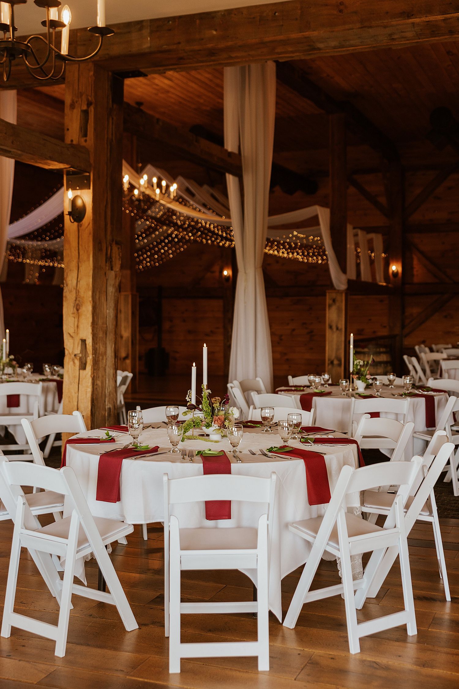 Wedding reception decor for a Dell-Lea wedding in New Hampshire