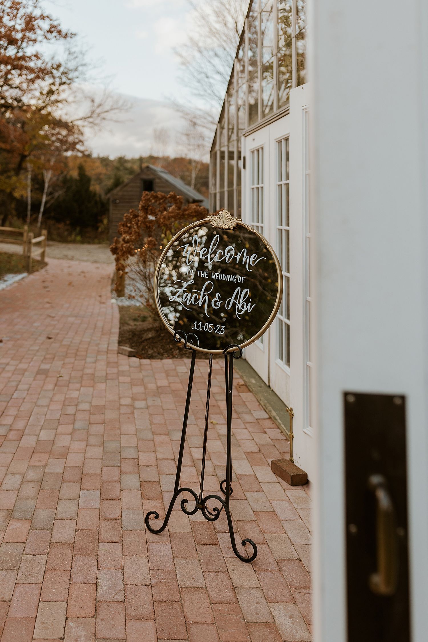 Wedding detail signage for a New Hampshire wedding