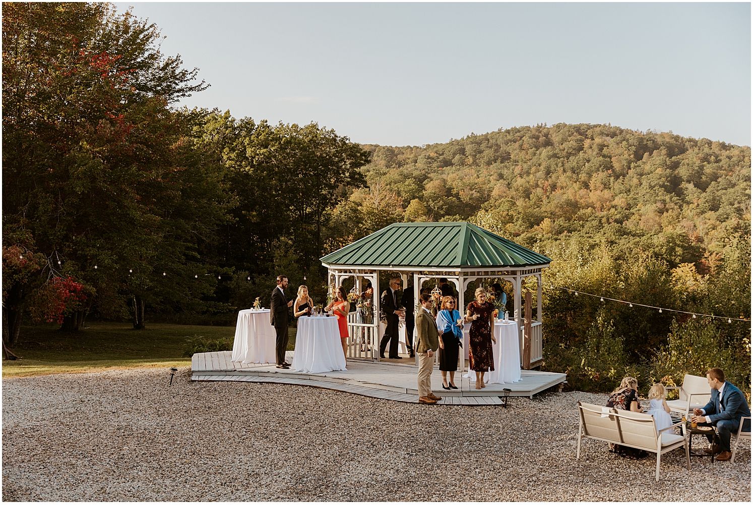 Cocktail hour at micro wedding in NH