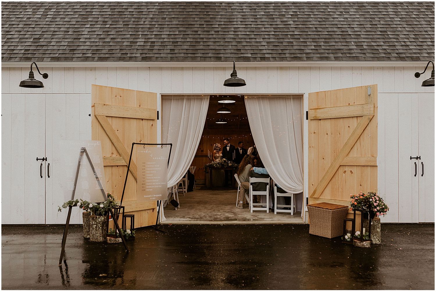 NH backyard wedding reception at family barn