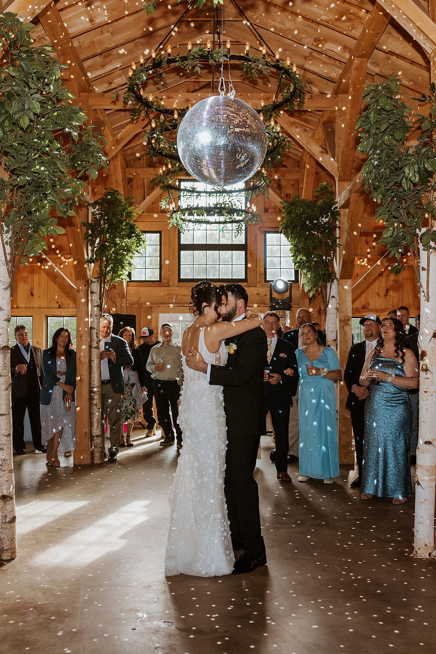 Bride and groom having their first dance at their Longlook Farm NH wedding