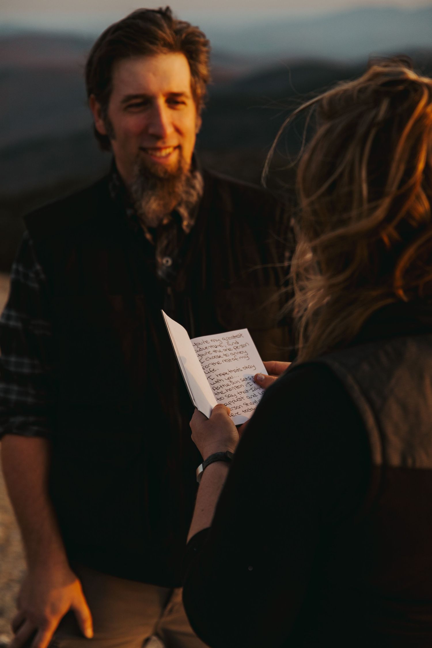 Jackie and Andy Brosonski elope on Mount Cardigan at Sunset