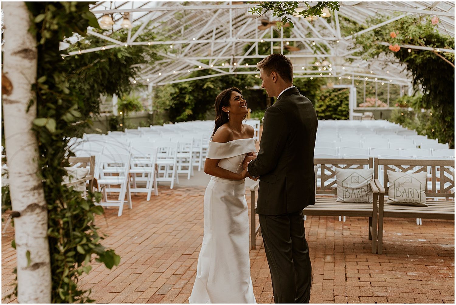 Bride and groom first look at their NH wedding