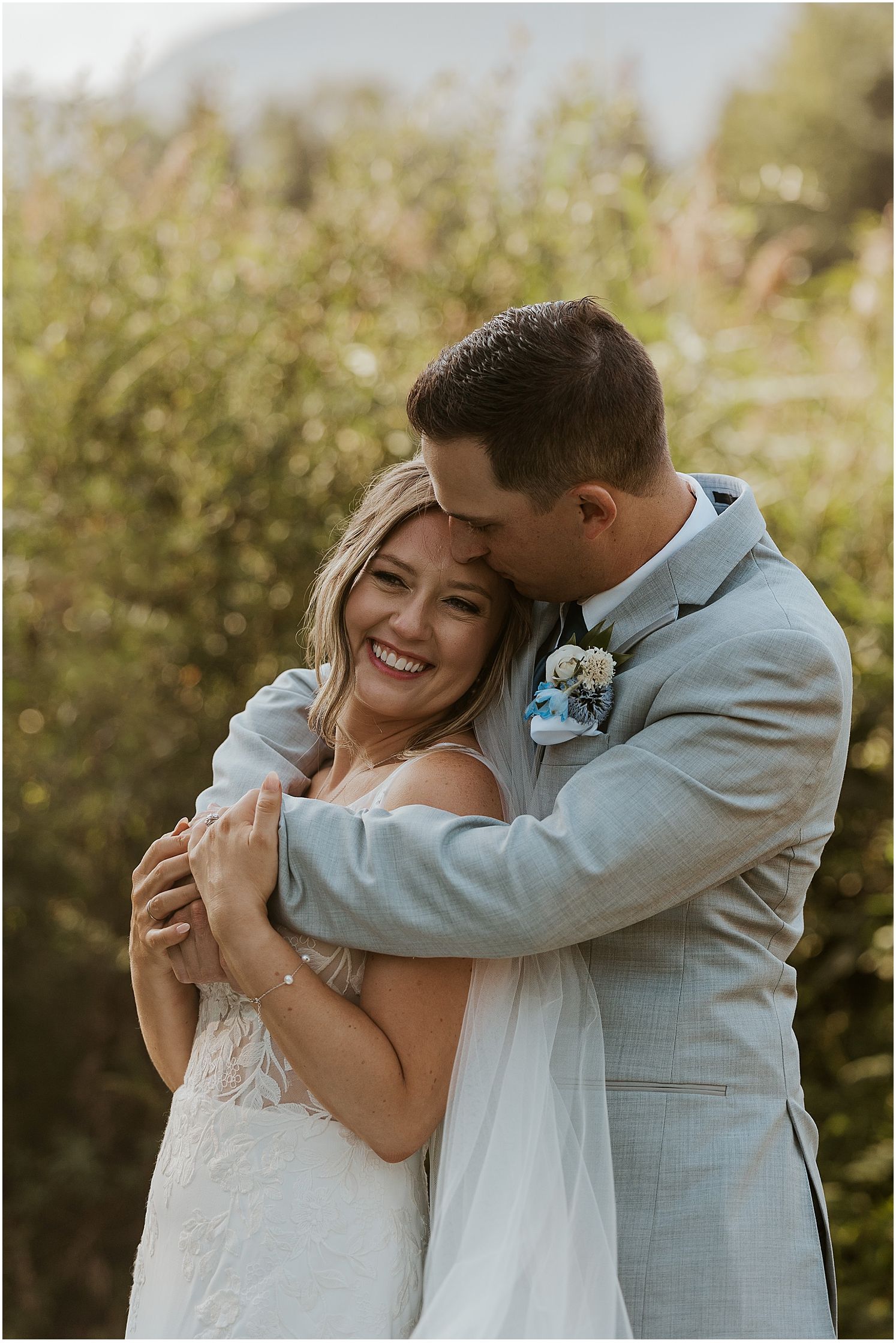 Bride and groom White Mountain wedding