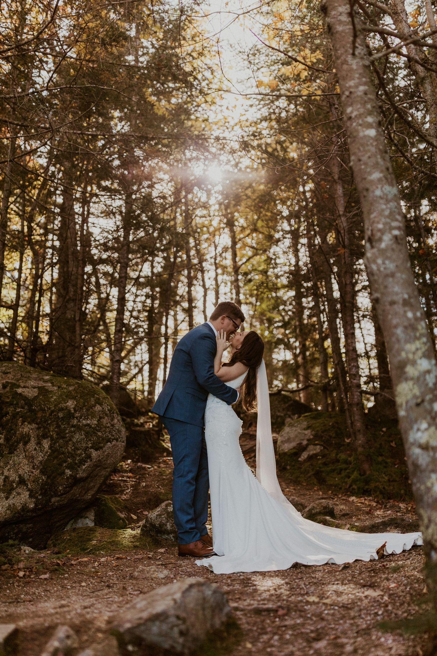 Portraits of the newlyweds on top of Loon Mountain after their fall wedding ceremony.