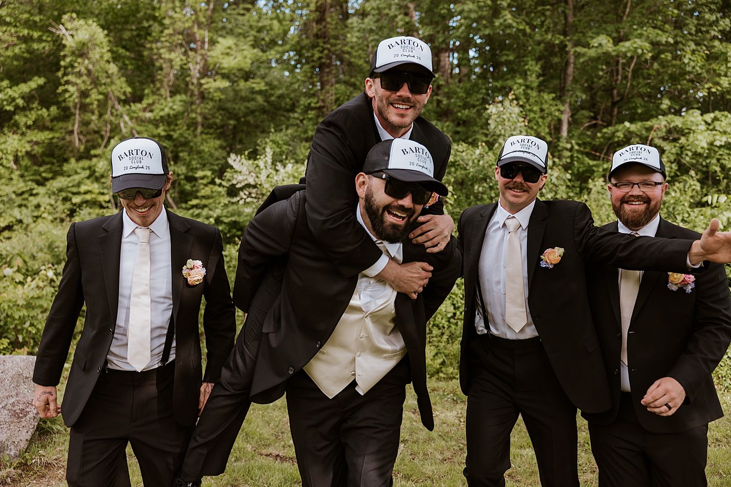 Groom and groomsmen at a NH wedding