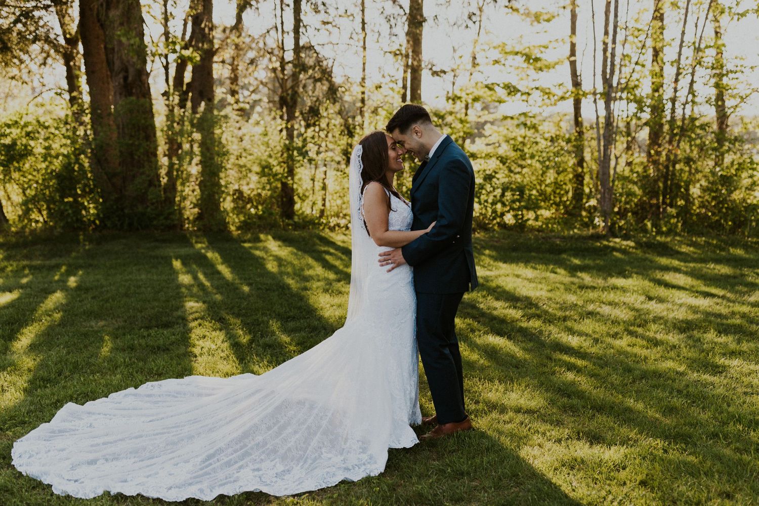 Chrissy and Mike during golden hour portraits at the Arabella Estate in Buxton Maine.