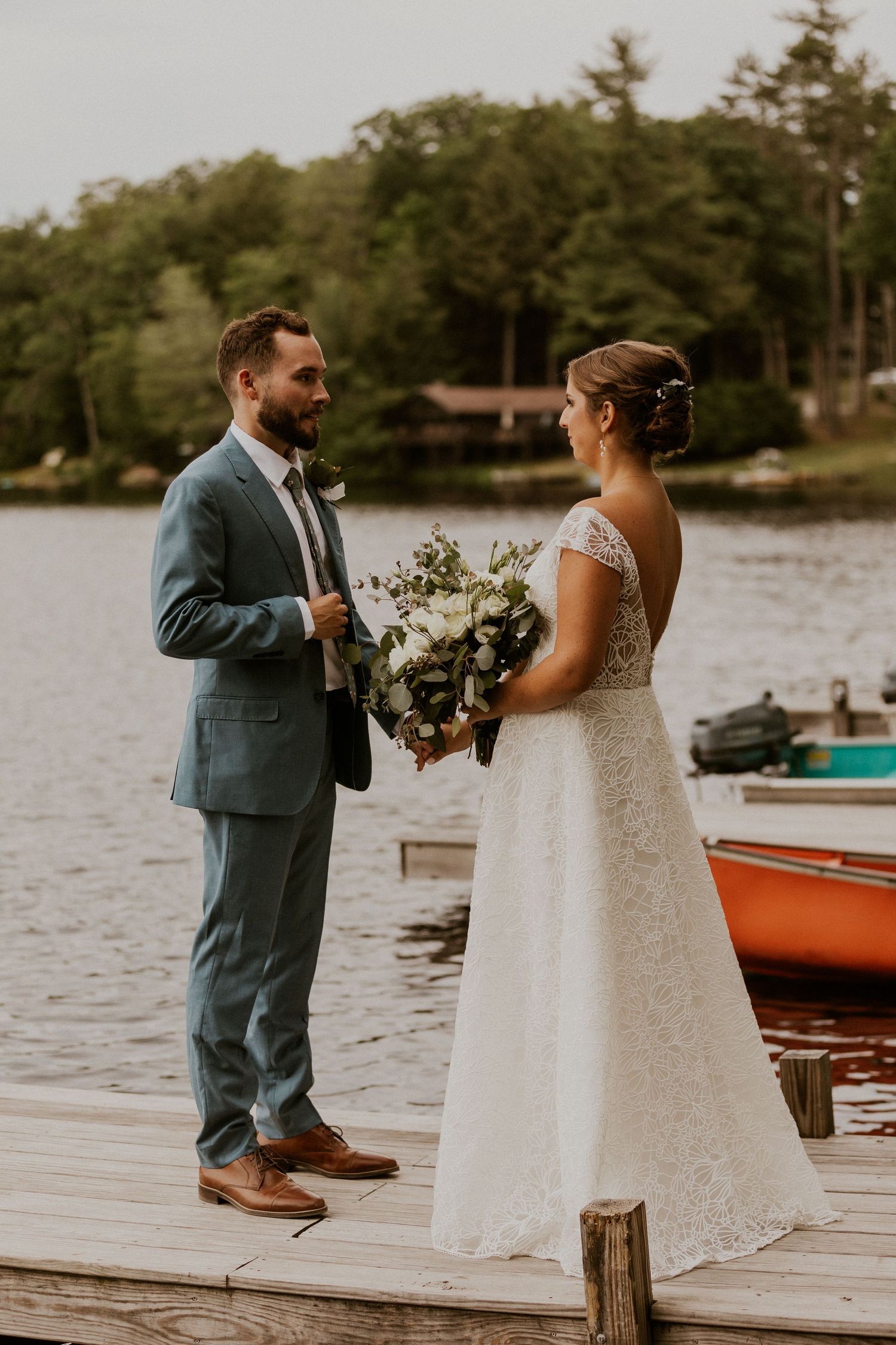laid back lakeside wedding at Lake Shore Village Resort in Weare New Hampshire