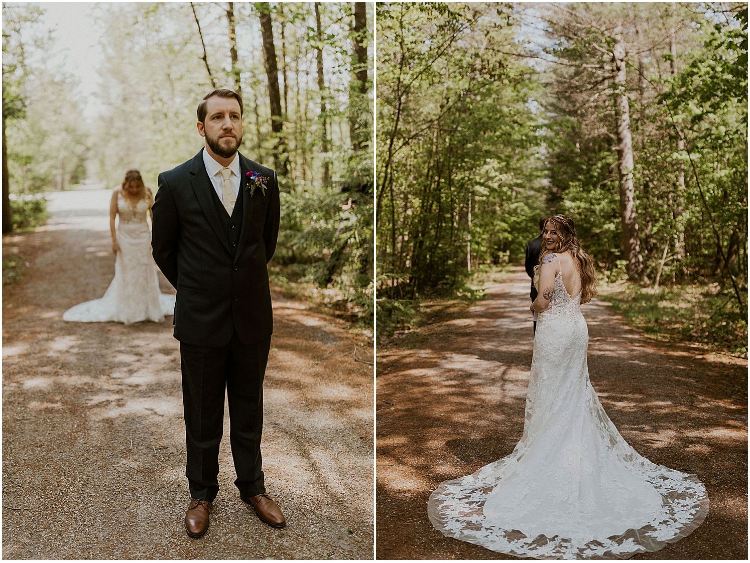 Bride and Groom first look New Hampshire wedding