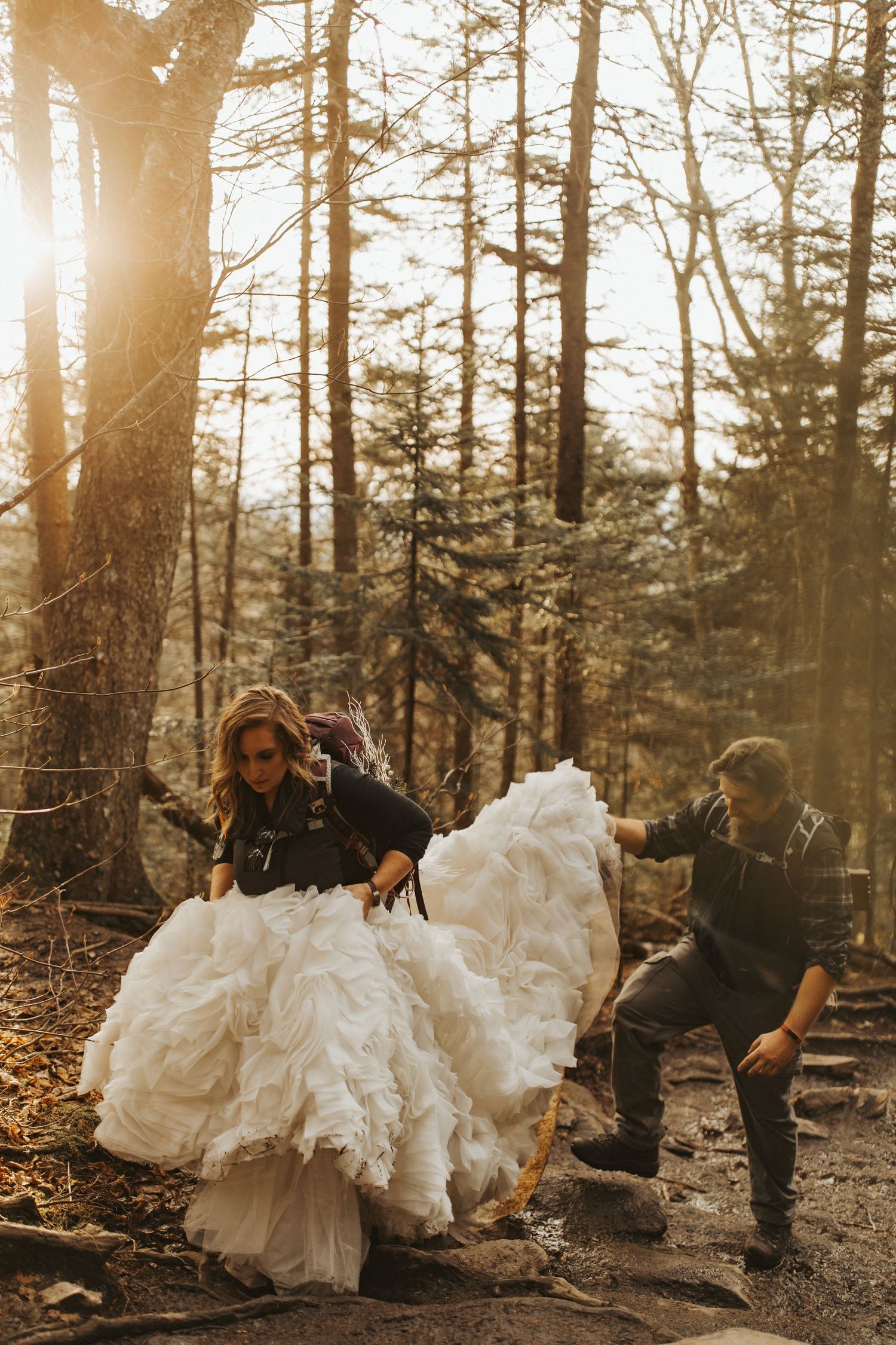 Jackie and Andy Brosonski elope on Mount Cardigan at Sunset