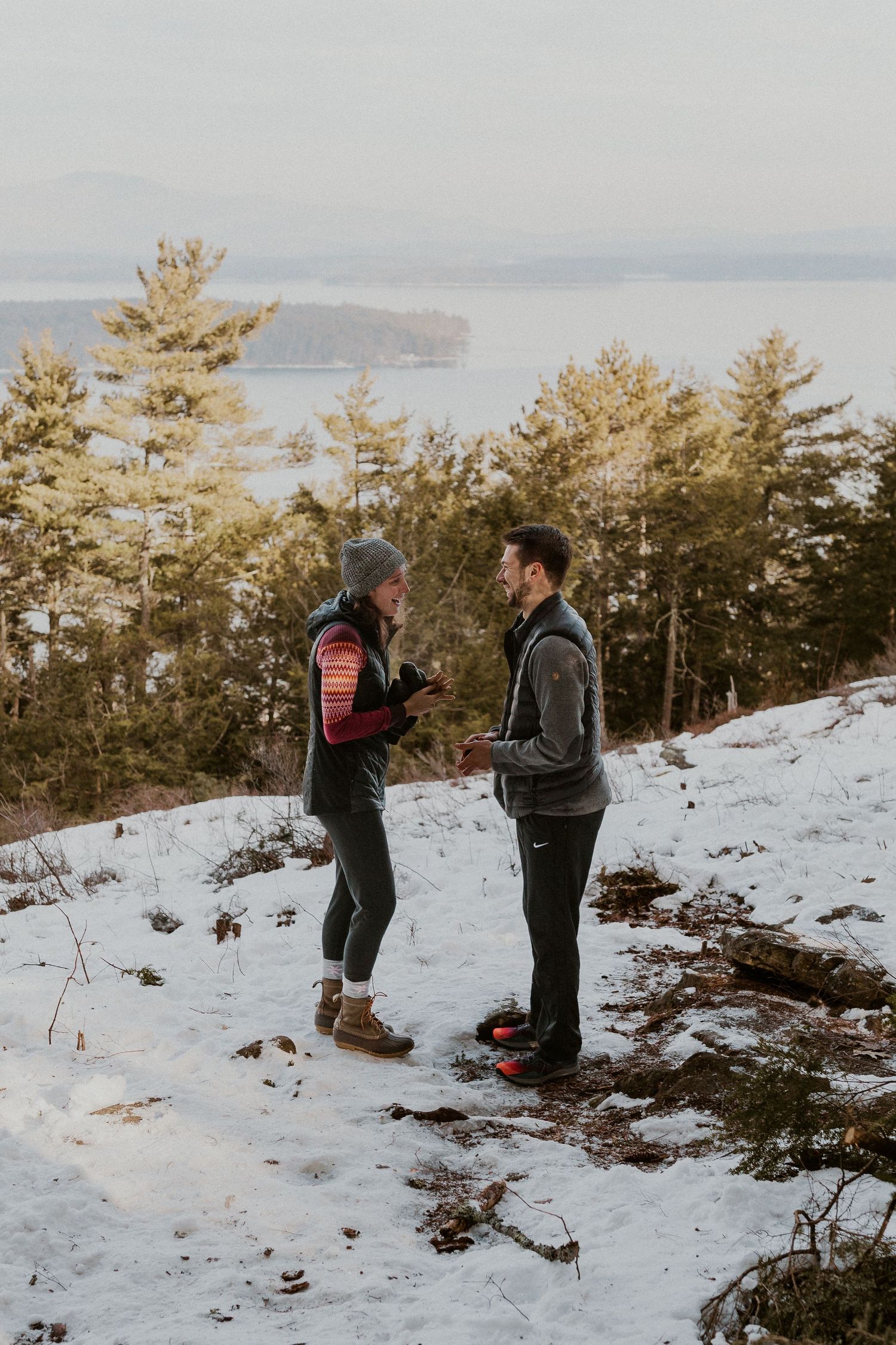 Ivan proposing to his girlfriend Kirsten on the Lockes Hill Trail in Gilford NH.
