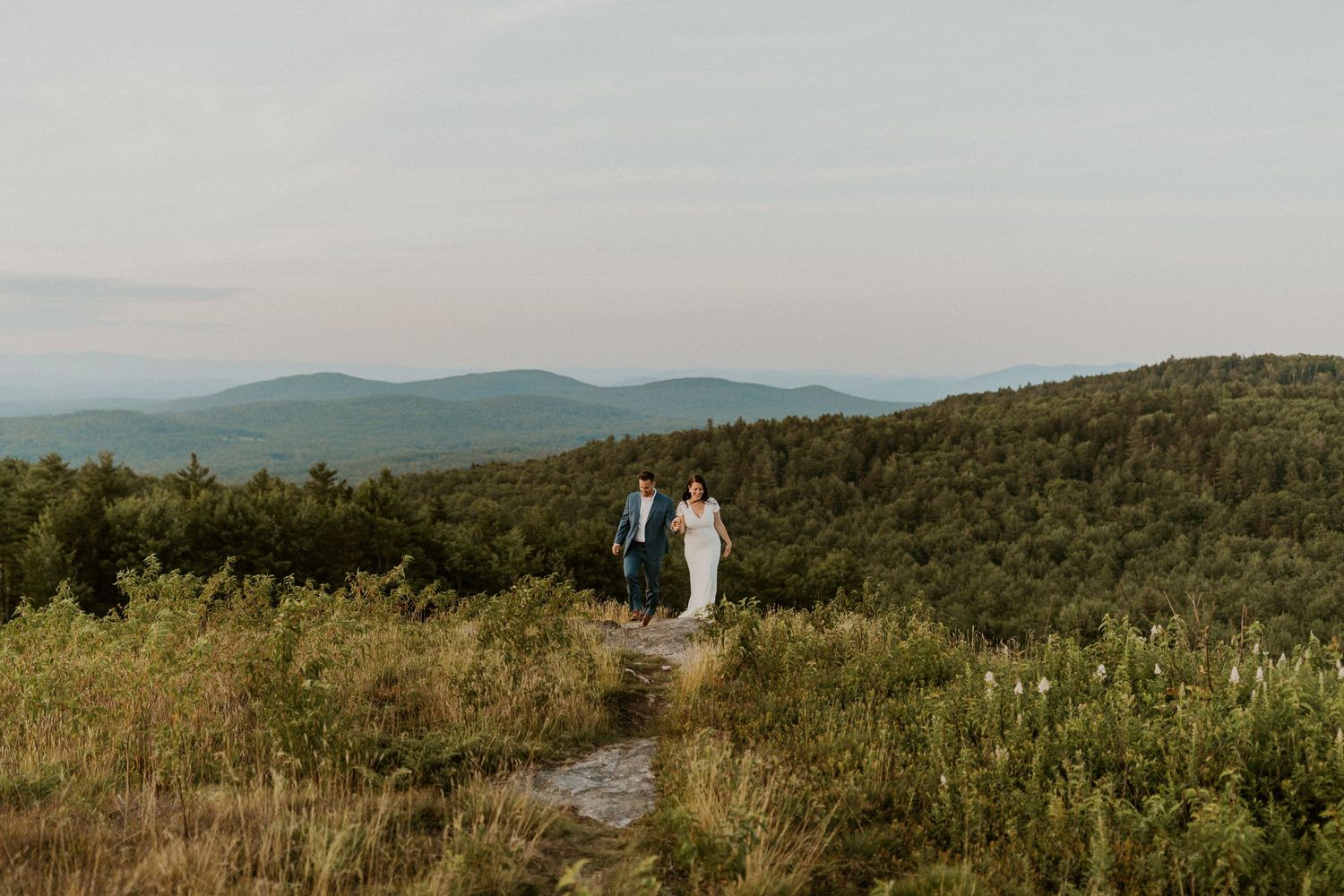 Newlyweds during an adventure bridal photoshoot in the North Conway region of New Hampshire.