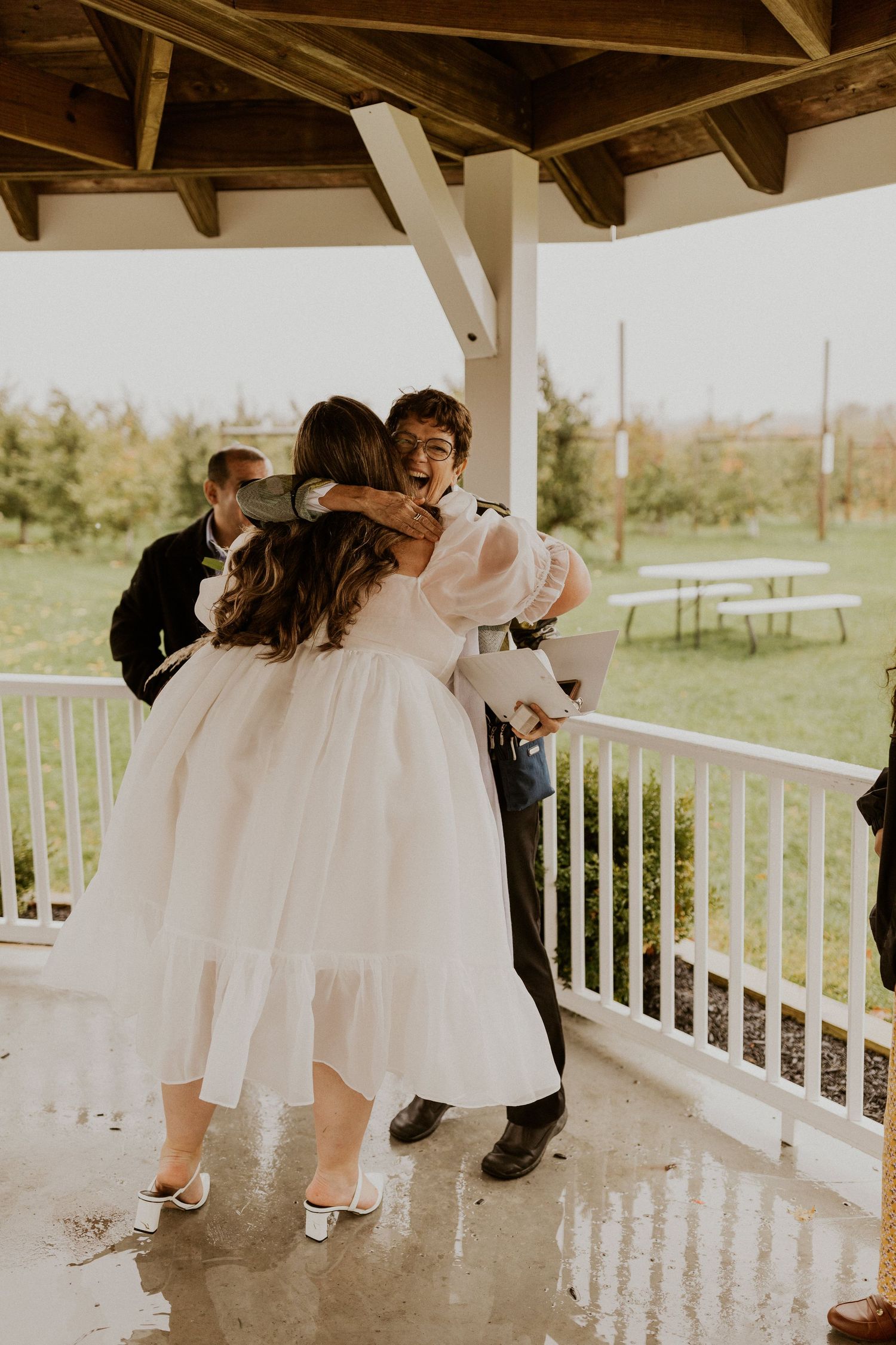 Terise hugging their JP after the wedding ceremony.