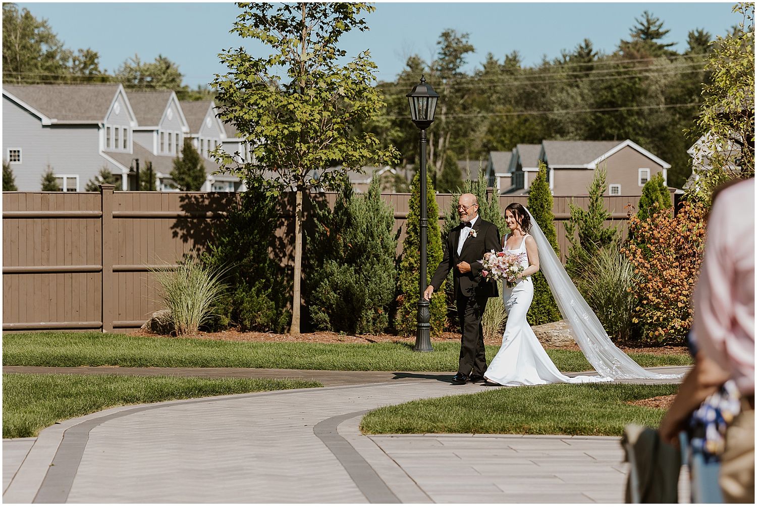 Bride walking down the aisle NH wedding