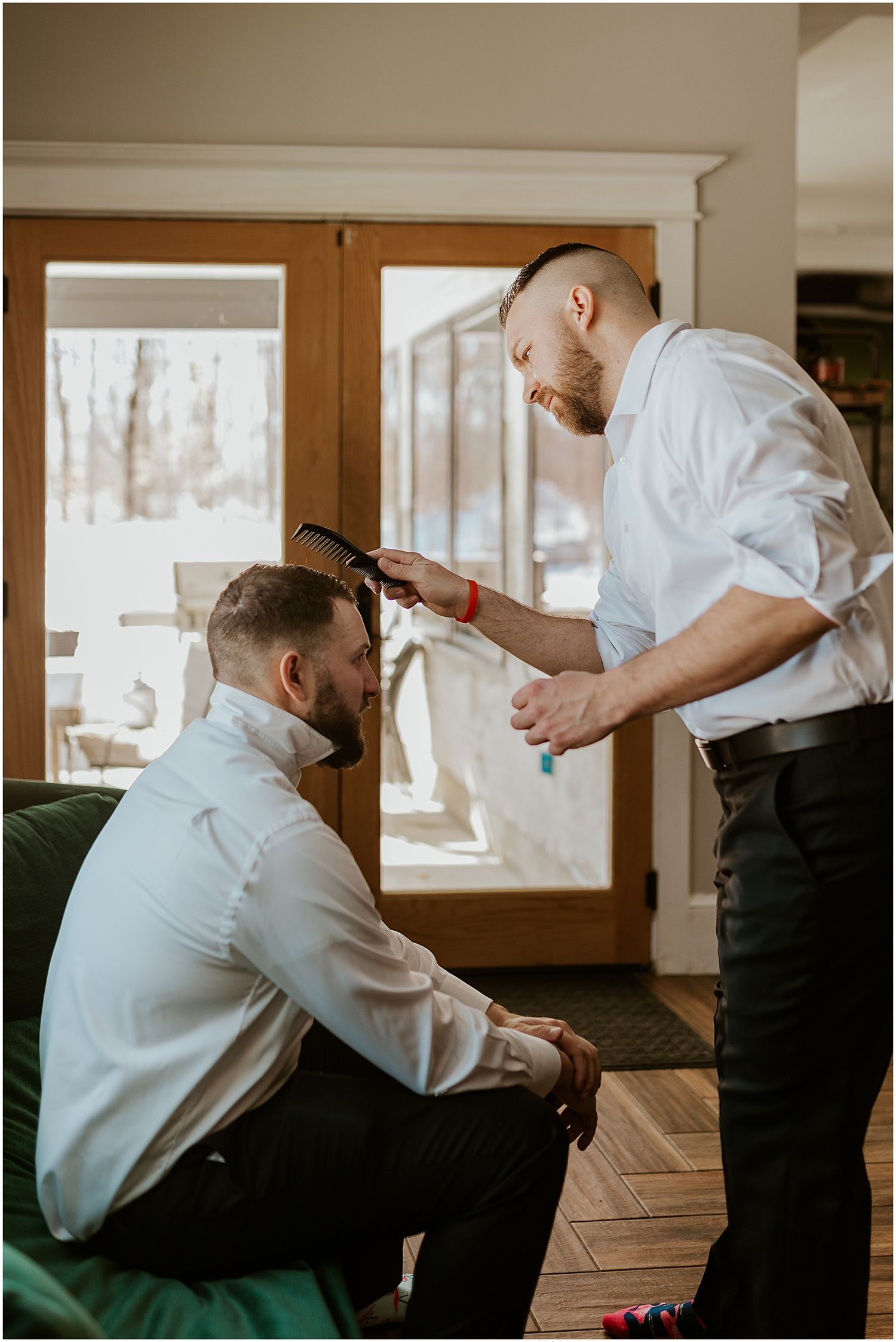 Groom getting ready for NH wedding