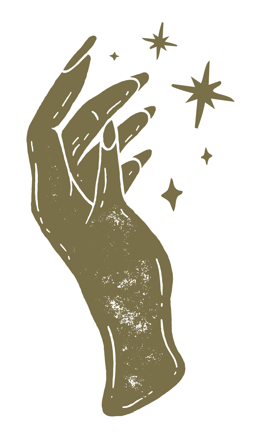 hand with stars around it