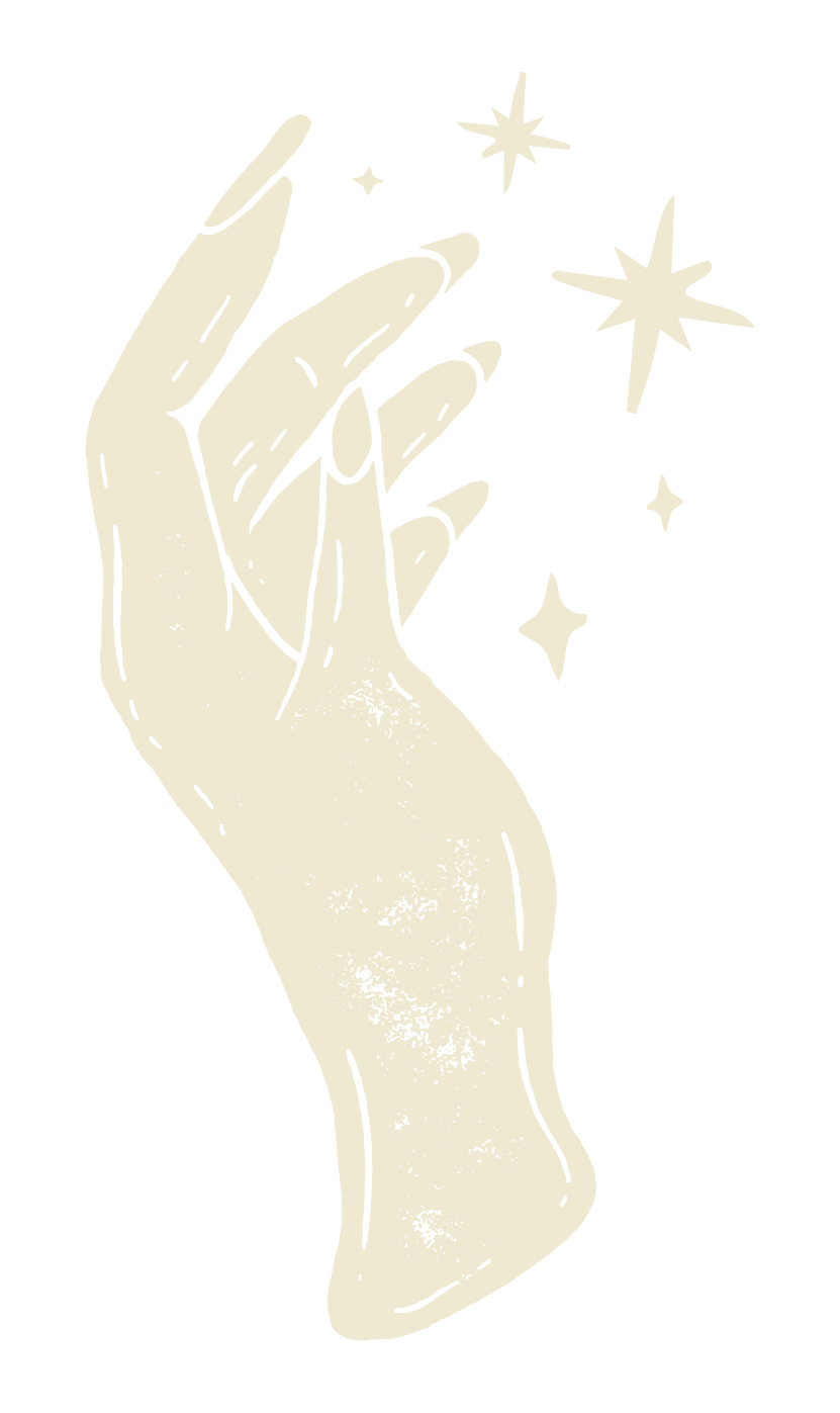 hand with sparkles around it