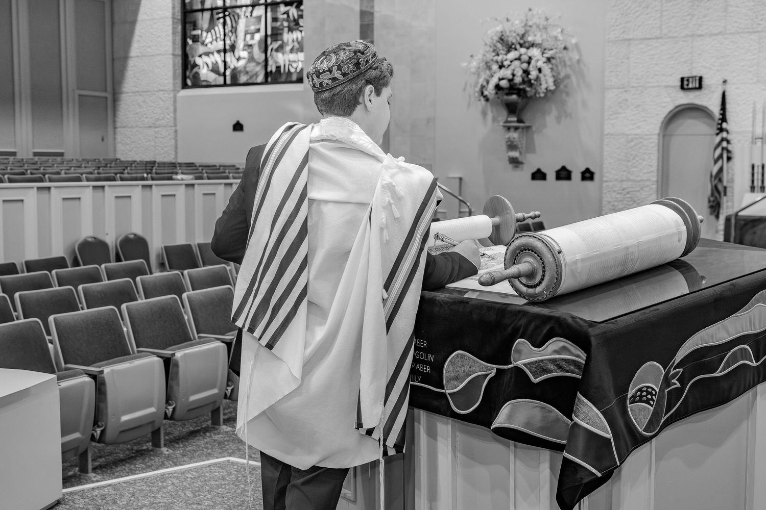 A row of images showing various scenes inside a church including pews, musicians, and worship service moments.