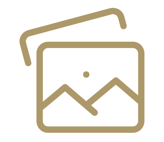 Gold colored magnifying glass icon in simple linear style.