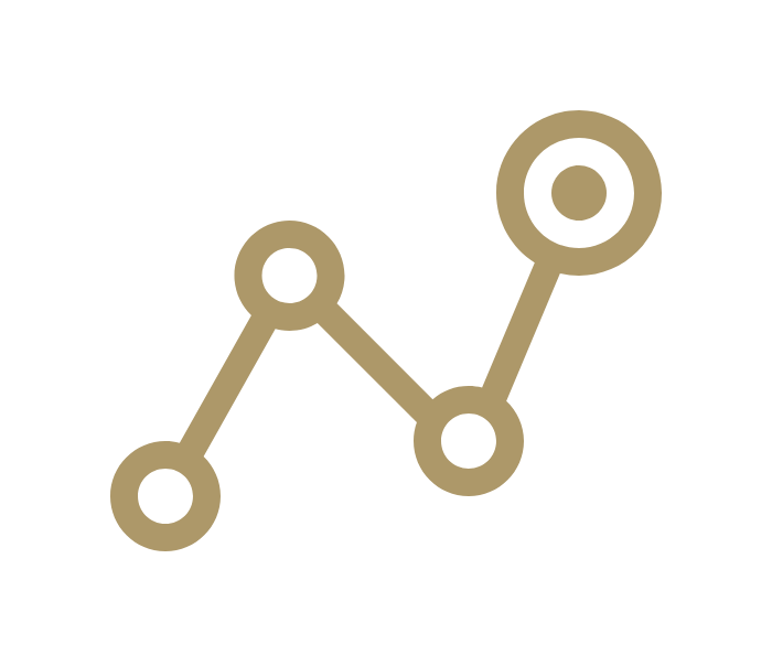 Simple gold magnifying glass icon with circular lens design.