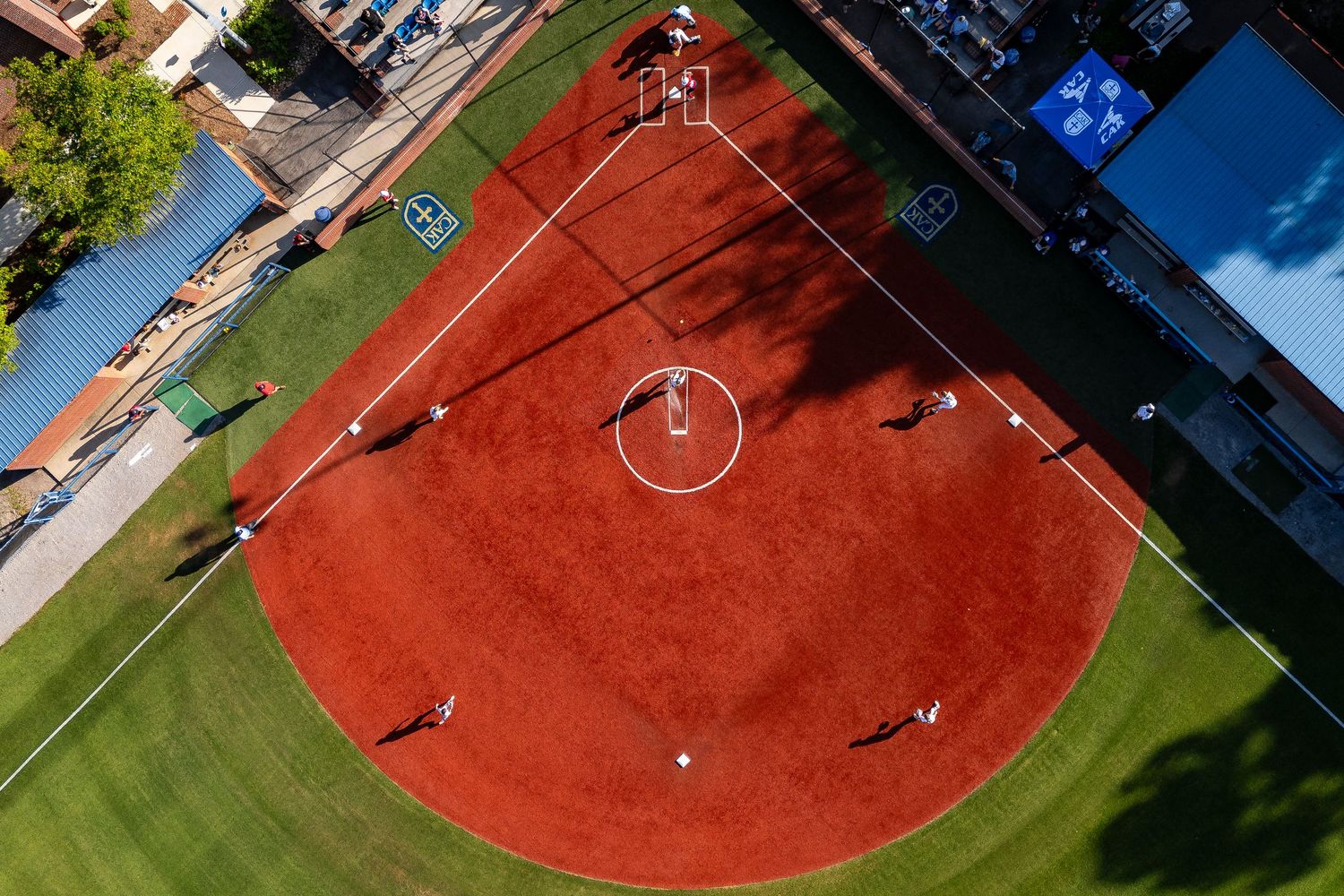 An aerial shot of CAK softball playing FBA High School